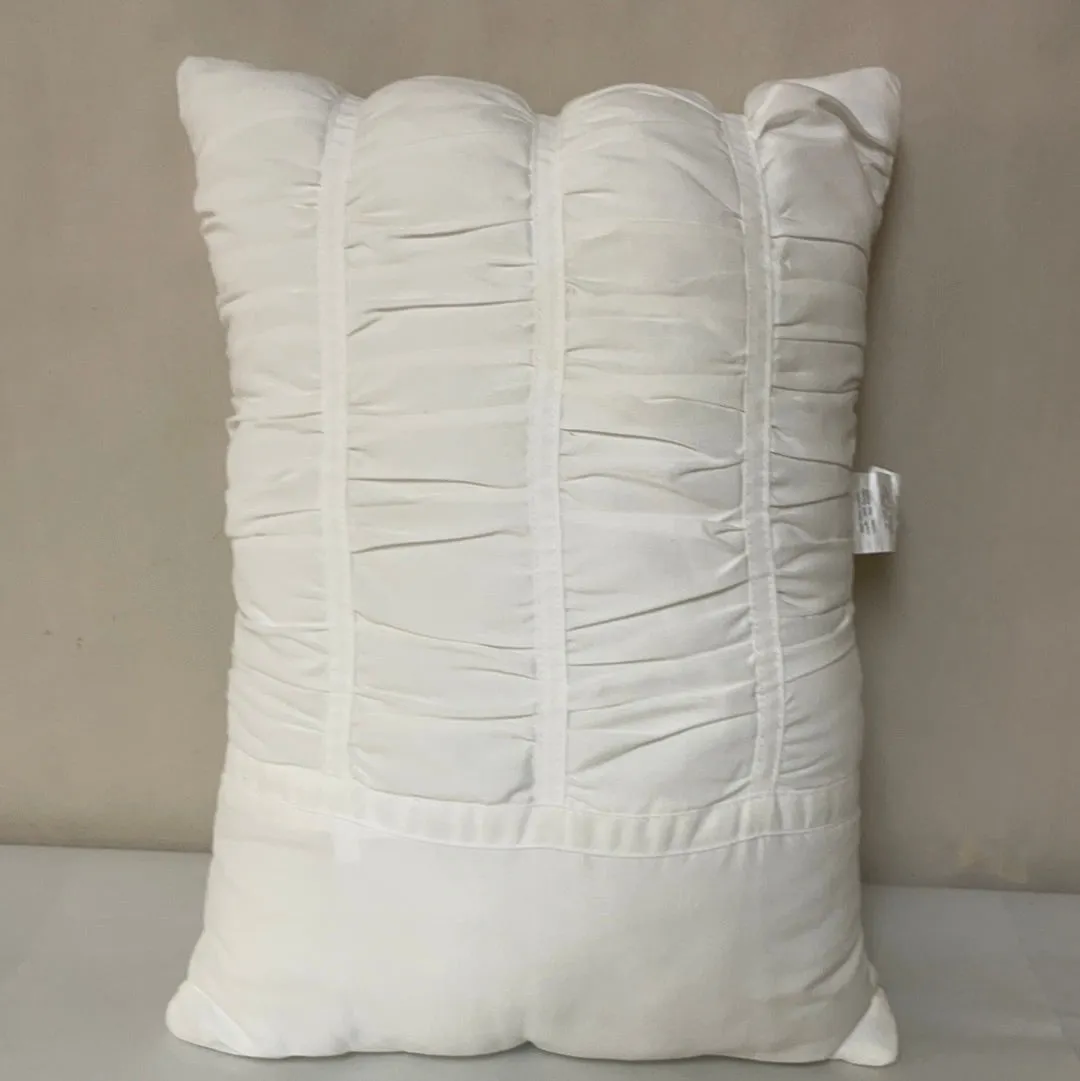 € Rectangular White Gathered Pillow 17.5”  L x 12” W