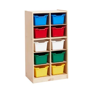 10 Cubby Mobile Tray Cabinet with 10 Scoop Front Storage Bins
