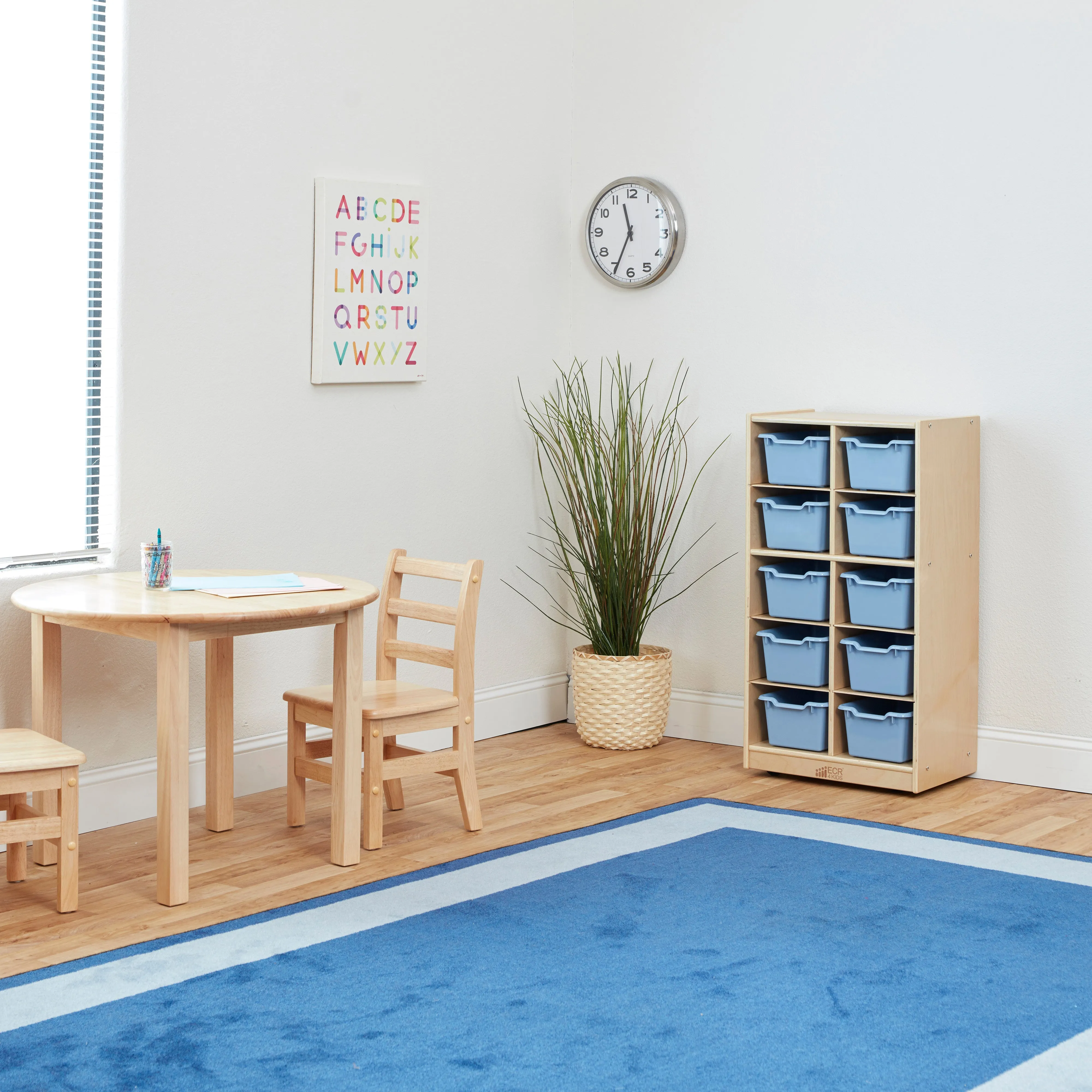 10 Cubby Mobile Tray Cabinet with 10 Scoop Front Storage Bins