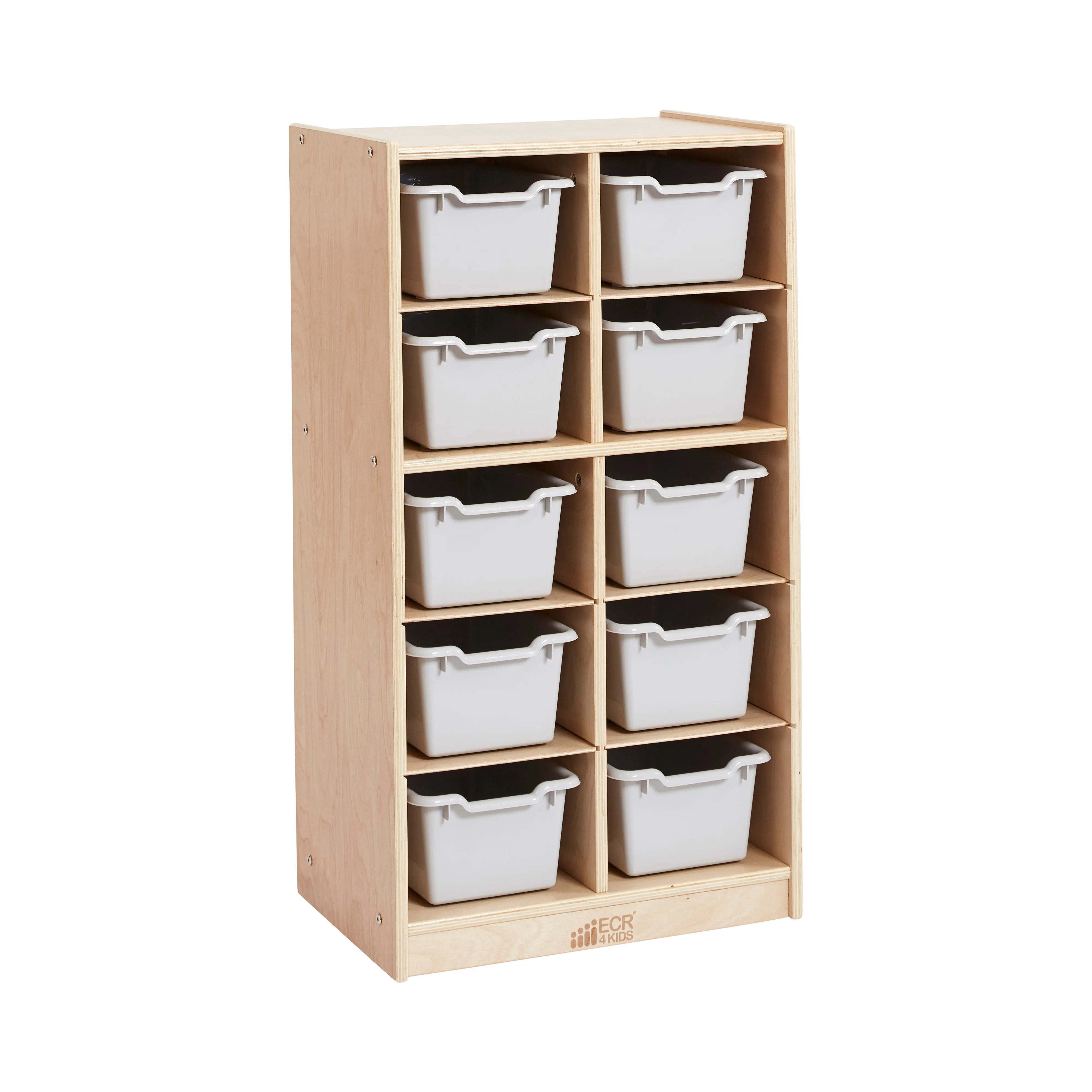 10 Cubby Mobile Tray Cabinet with 10 Scoop Front Storage Bins