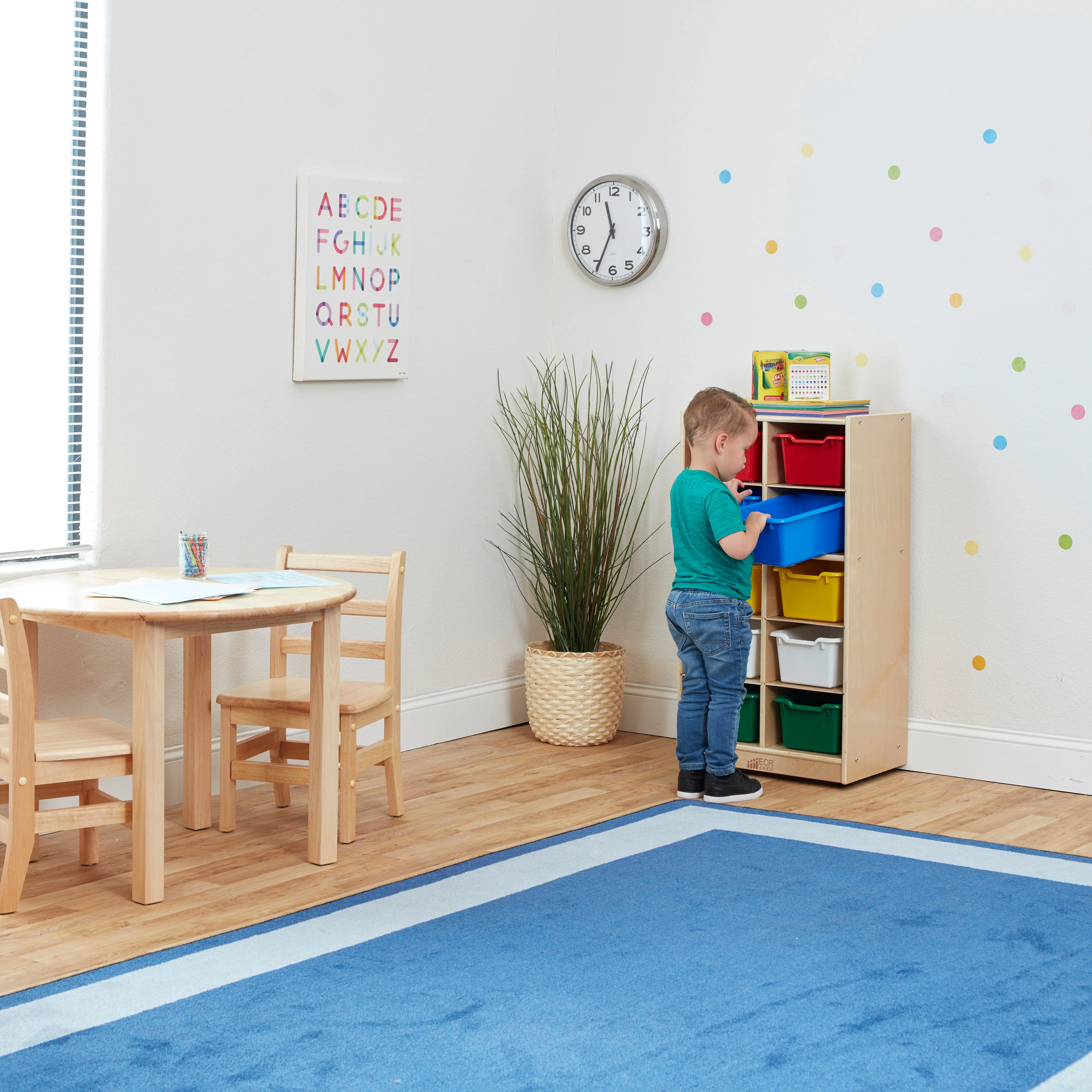 10 Cubby Mobile Tray Cabinet with 10 Scoop Front Storage Bins