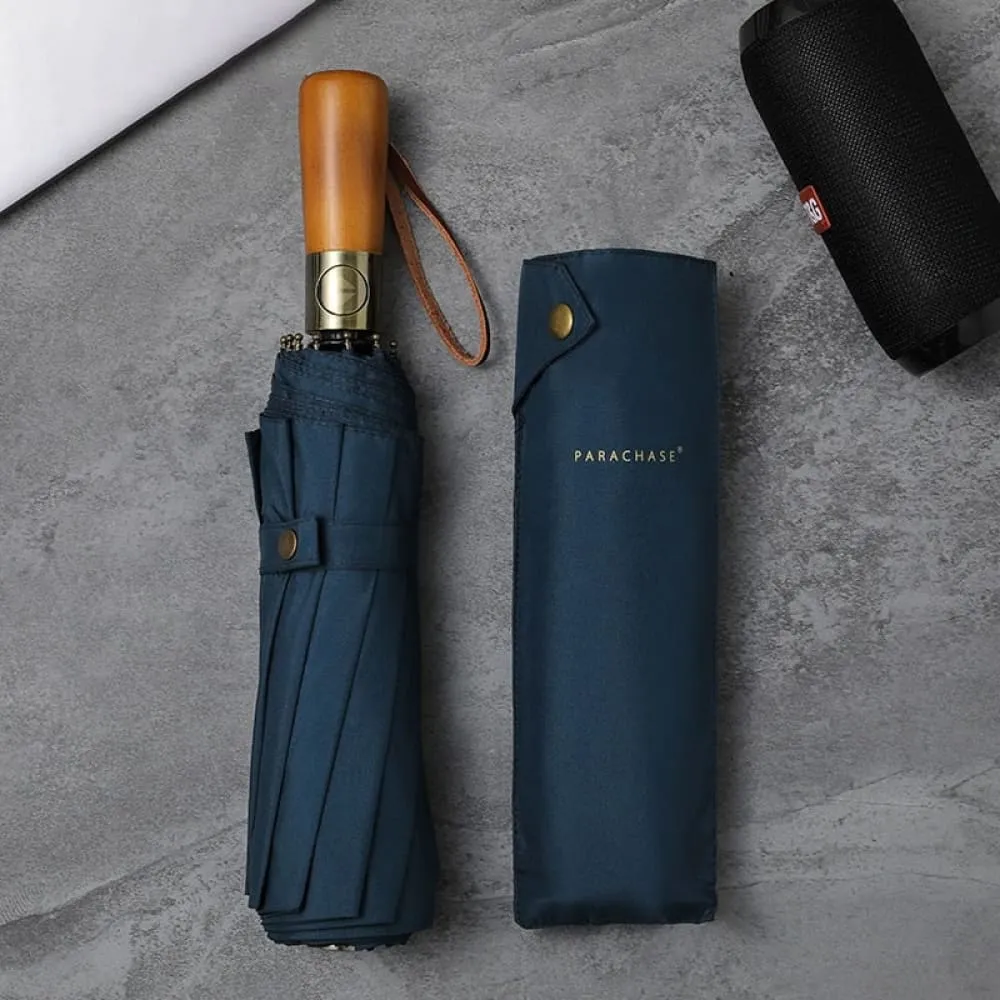 115cm Double Layer Windproof Umbrella with Wooden Handle
