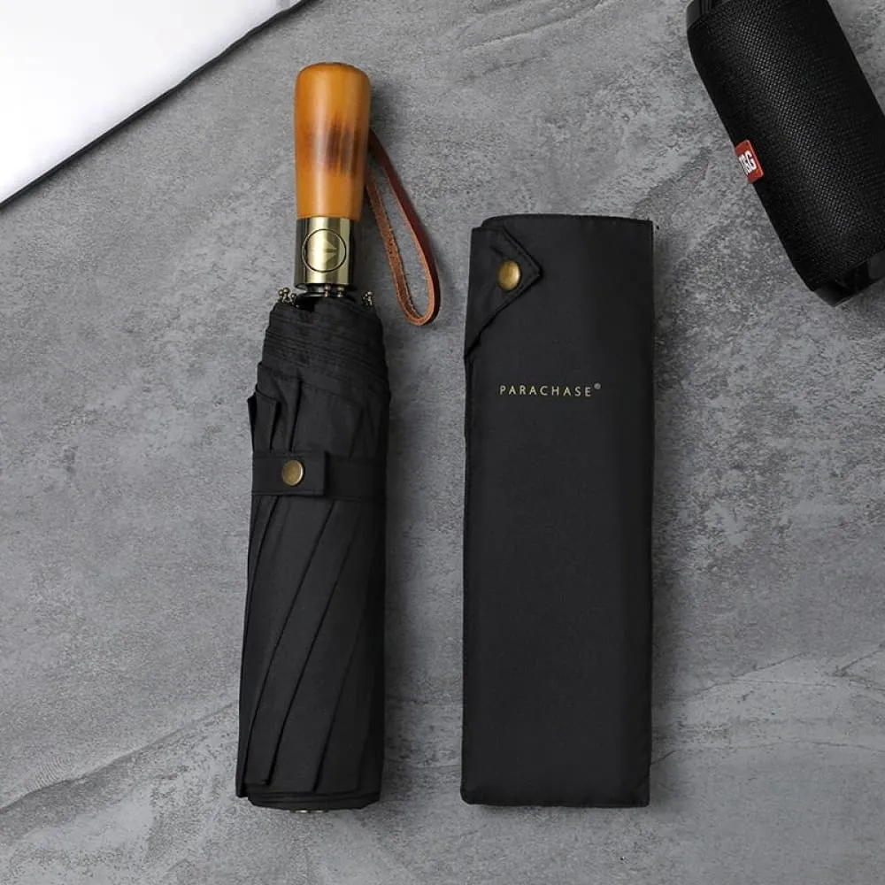 115cm Double Layer Windproof Umbrella with Wooden Handle