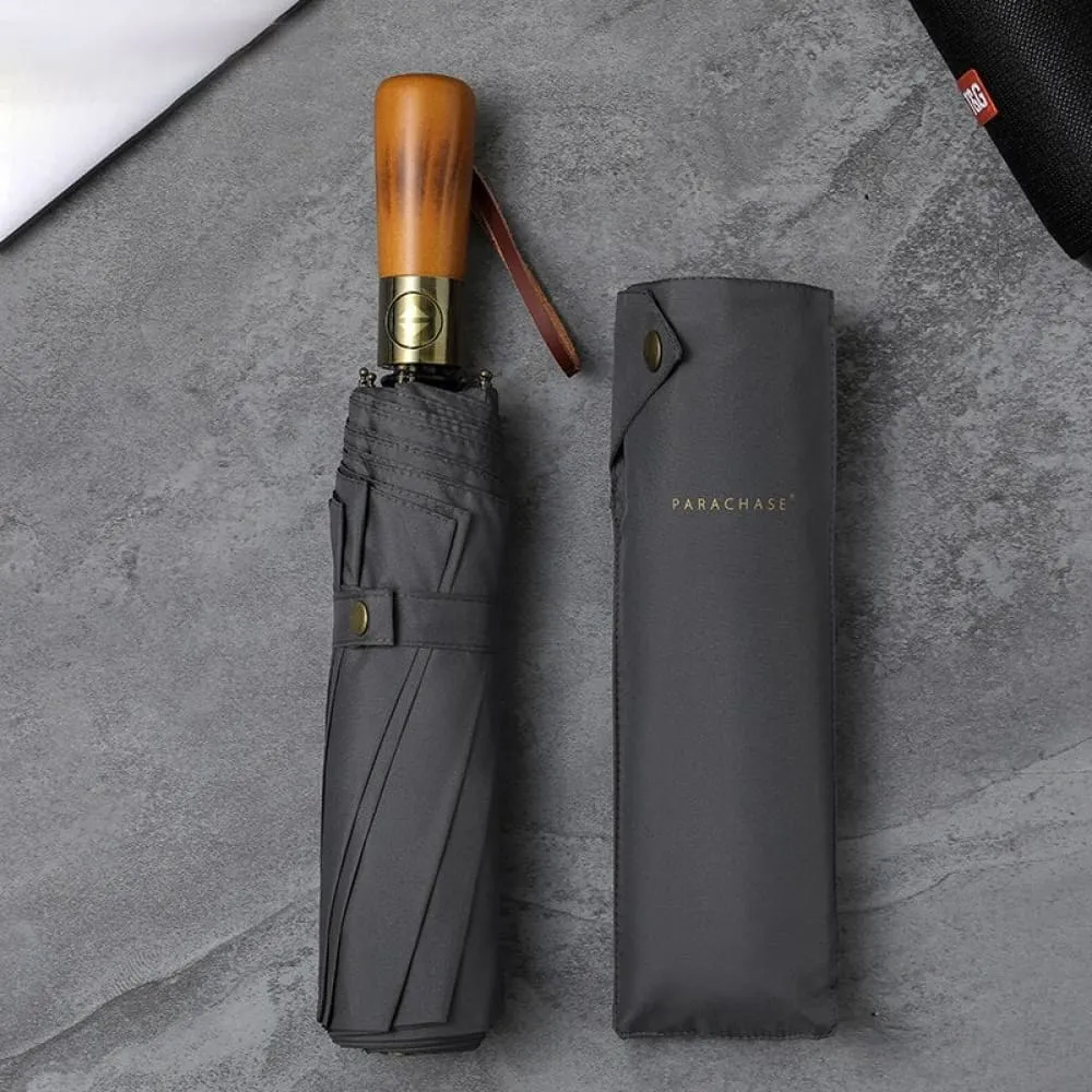 115cm Double Layer Windproof Umbrella with Wooden Handle