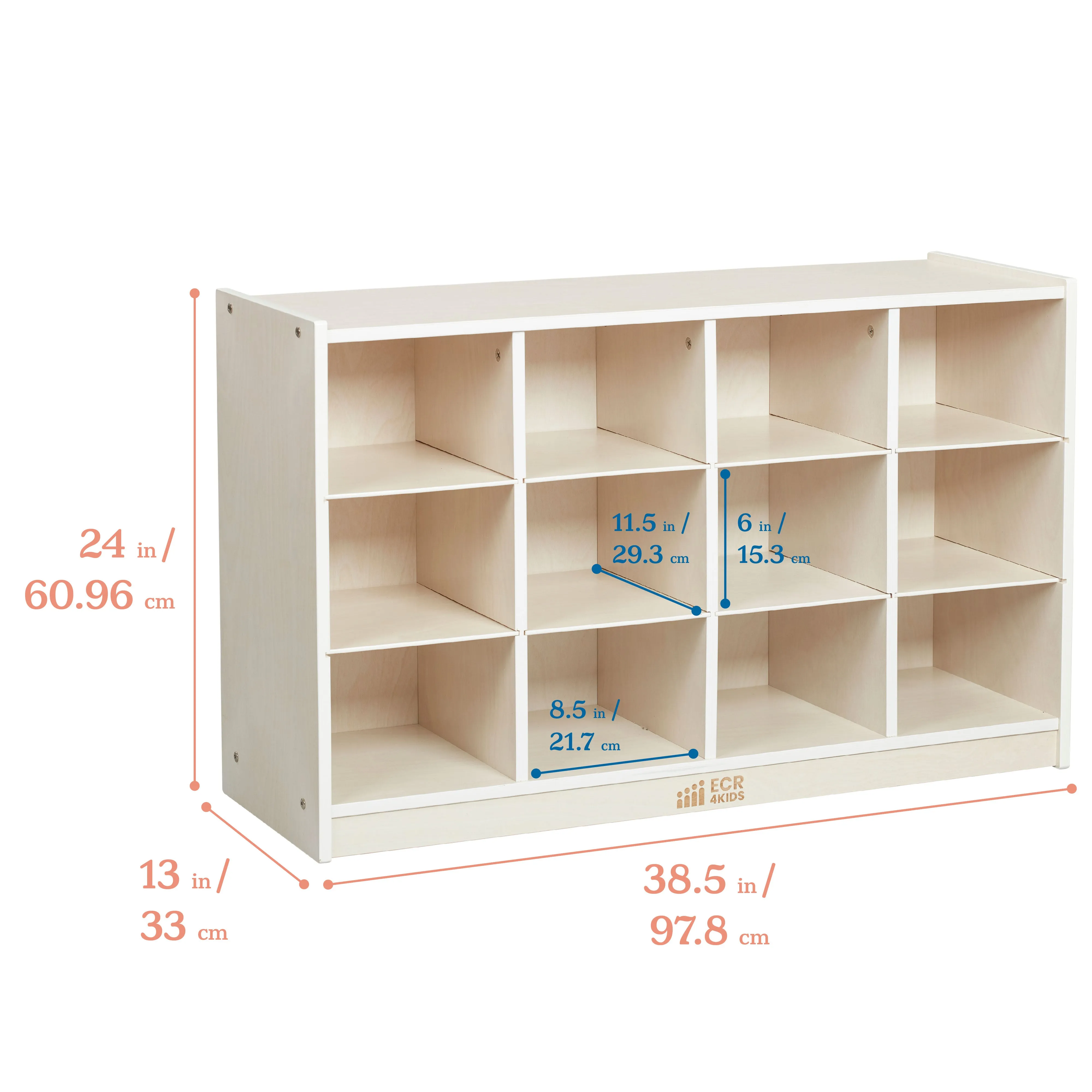 12 Cubby Mobile Tray Storage Cabinet, 3x4, Classroom Furniture