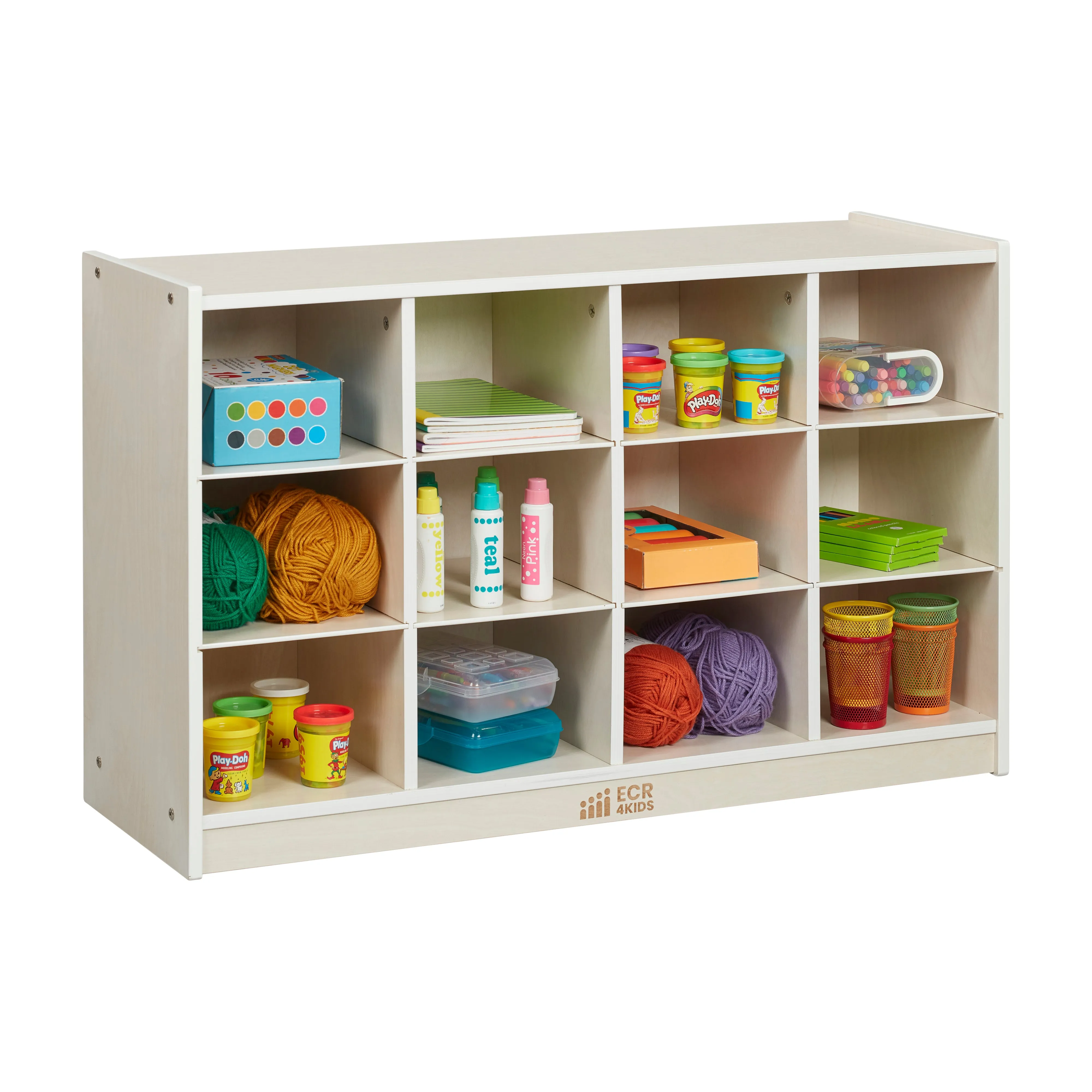 12 Cubby Mobile Tray Storage Cabinet, 3x4, Classroom Furniture