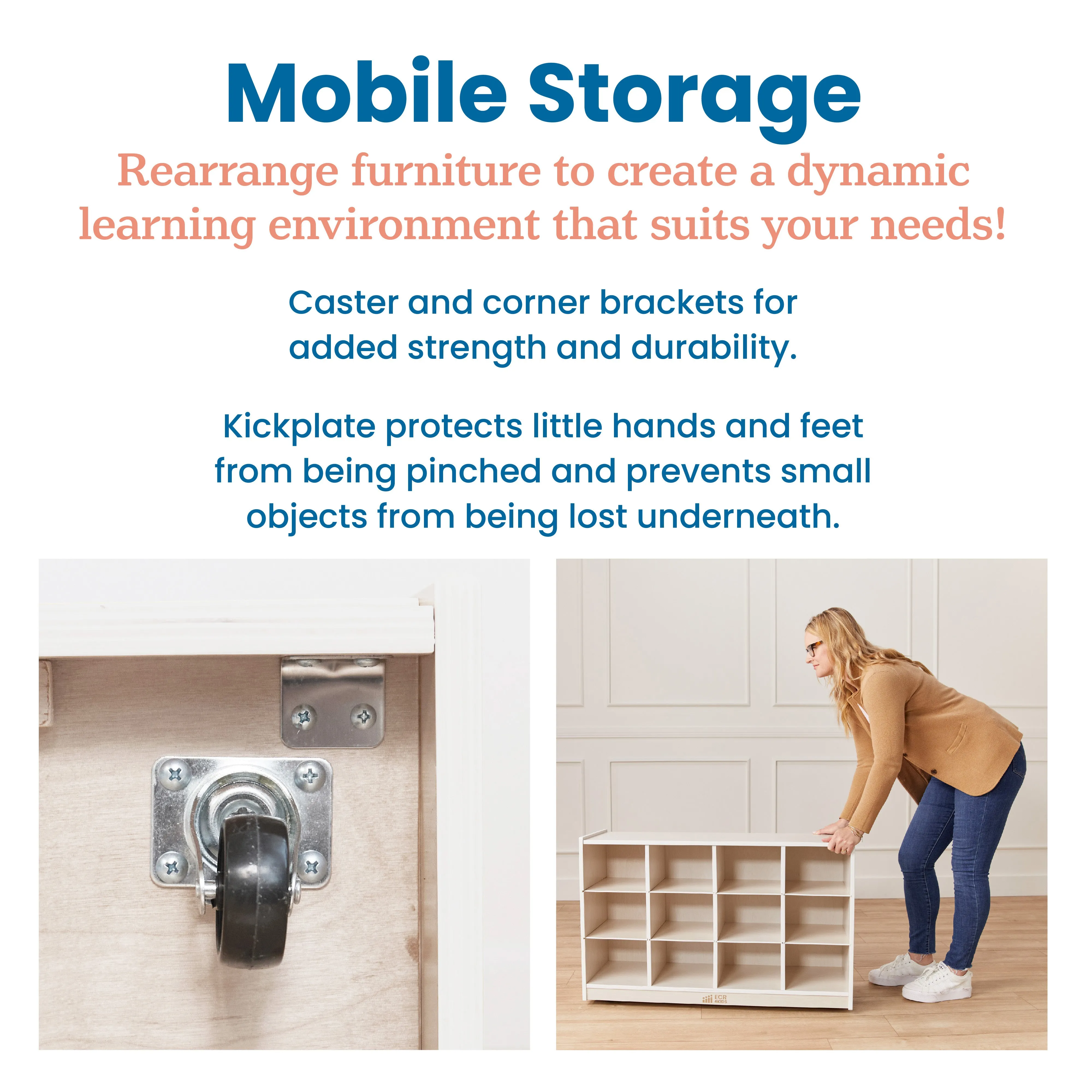12 Cubby Mobile Tray Storage Cabinet, 3x4, Classroom Furniture