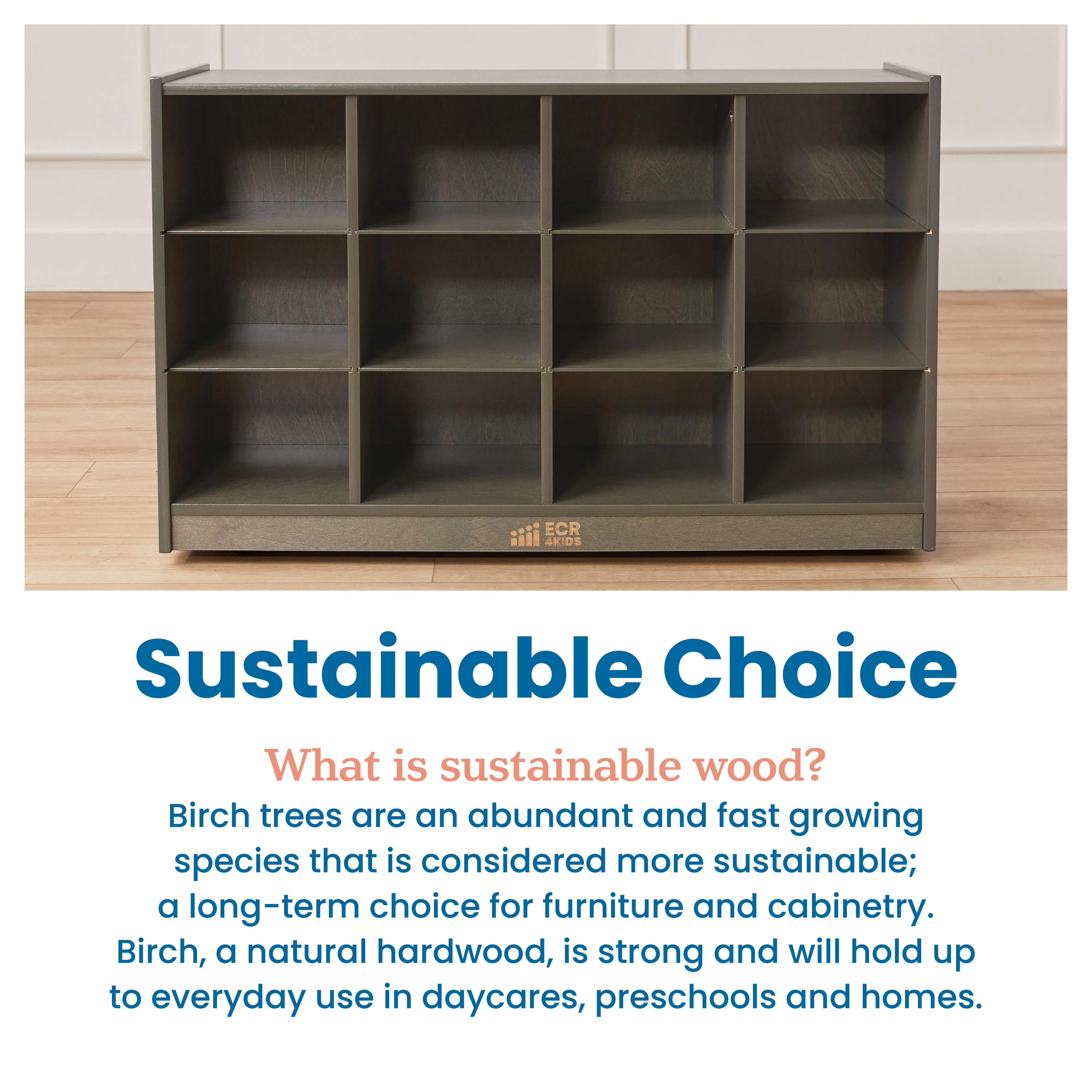 12 Cubby Mobile Tray Storage Cabinet, 3x4, Classroom Furniture
