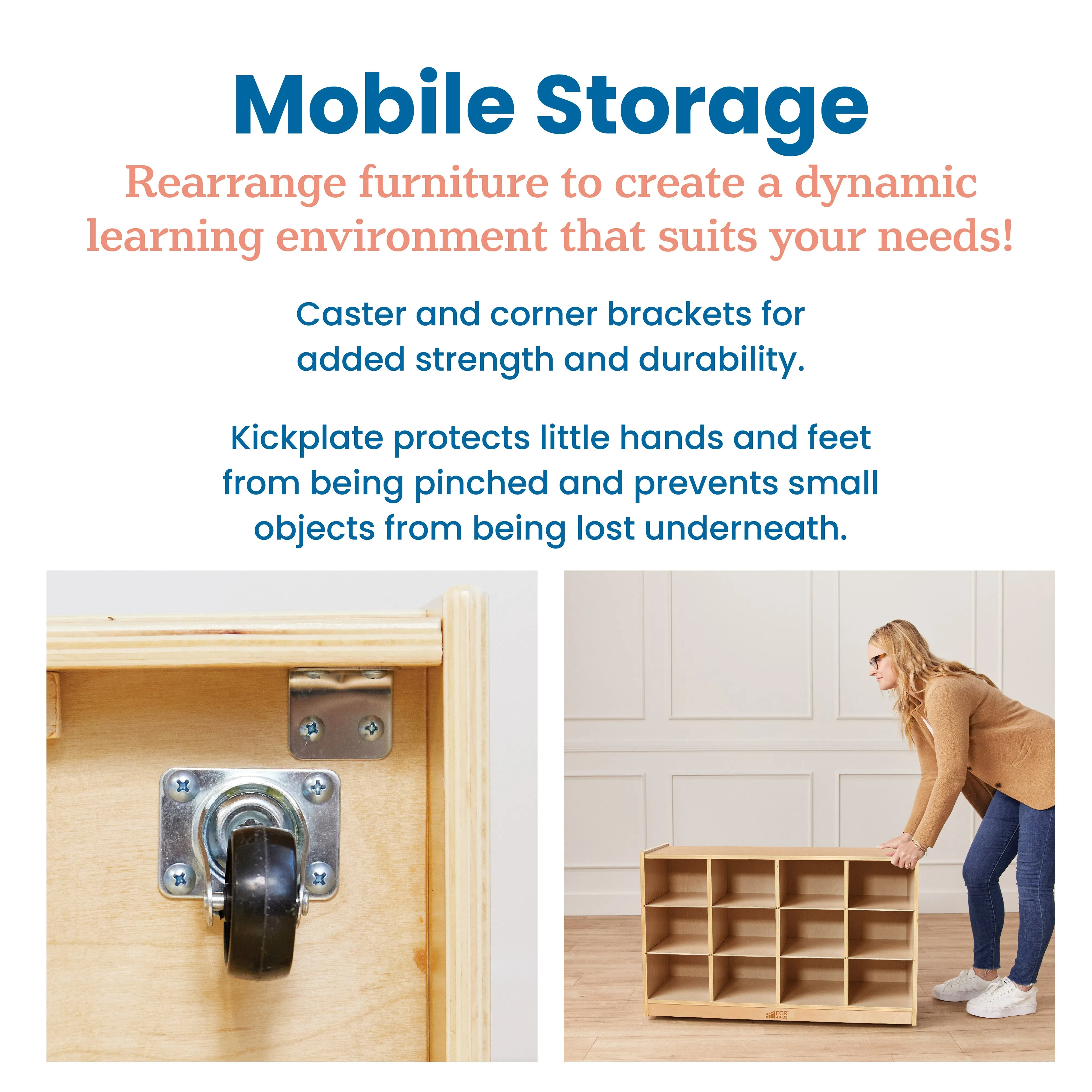 12 Cubby Mobile Tray Storage Cabinet, 3x4, Classroom Furniture