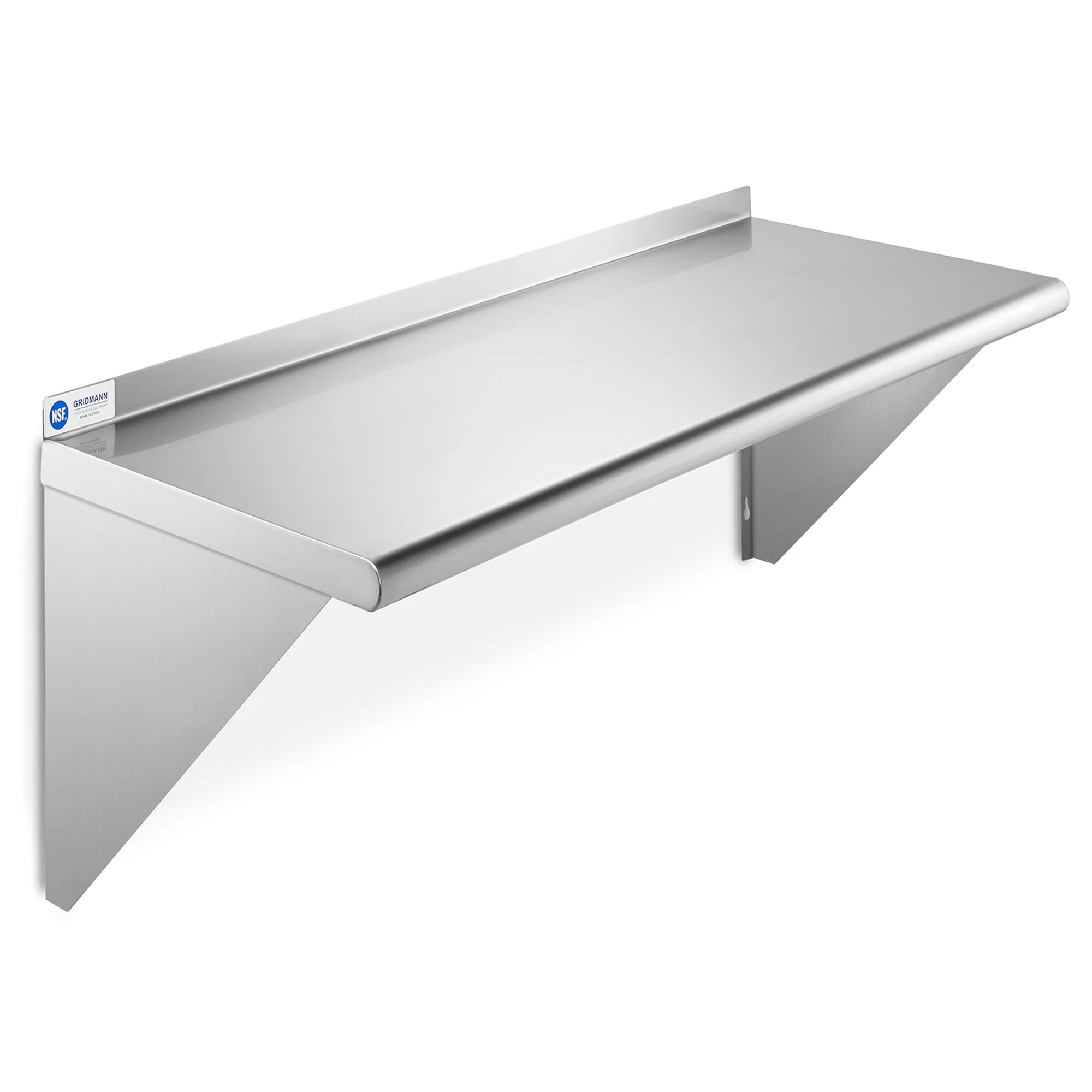 18-Inch Deep Stainless Steel Wall-Mount Shelves, NSF Certified