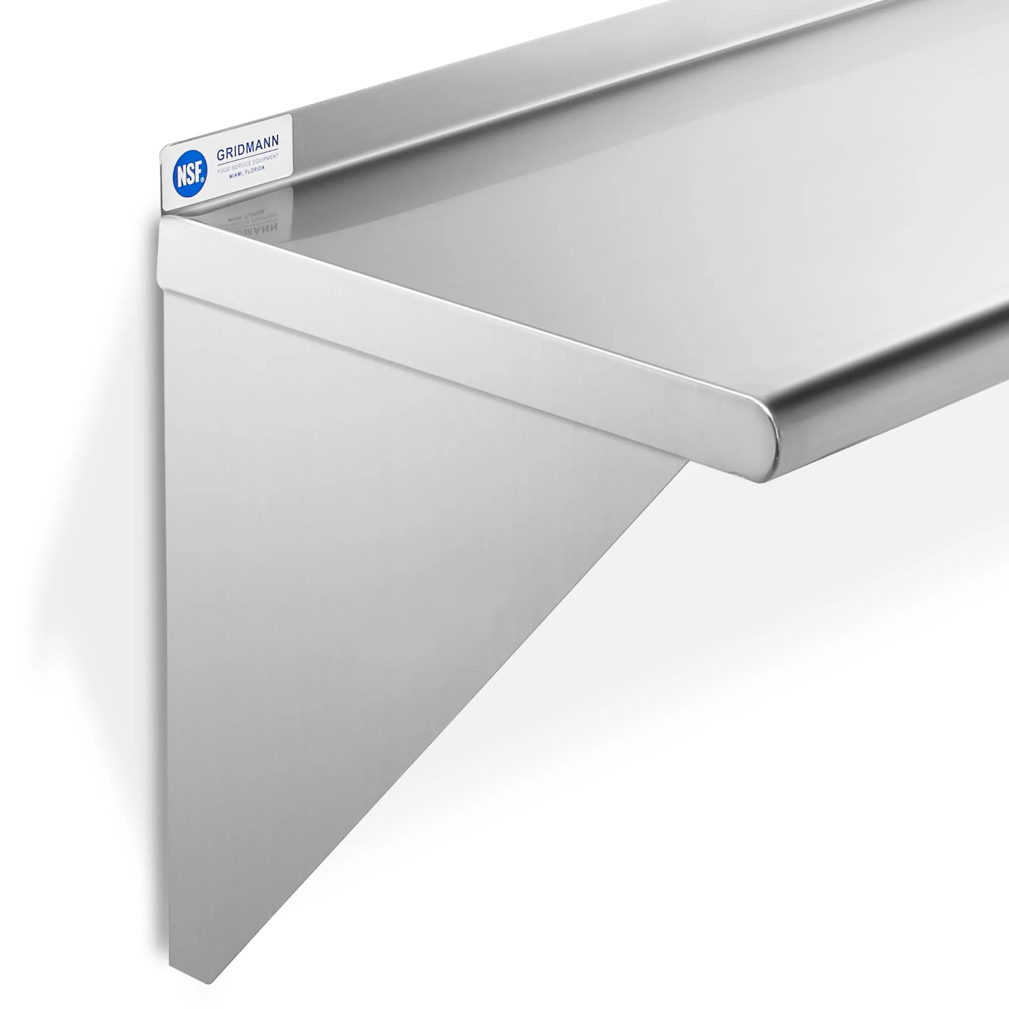 18-Inch Deep Stainless Steel Wall-Mount Shelves, NSF Certified