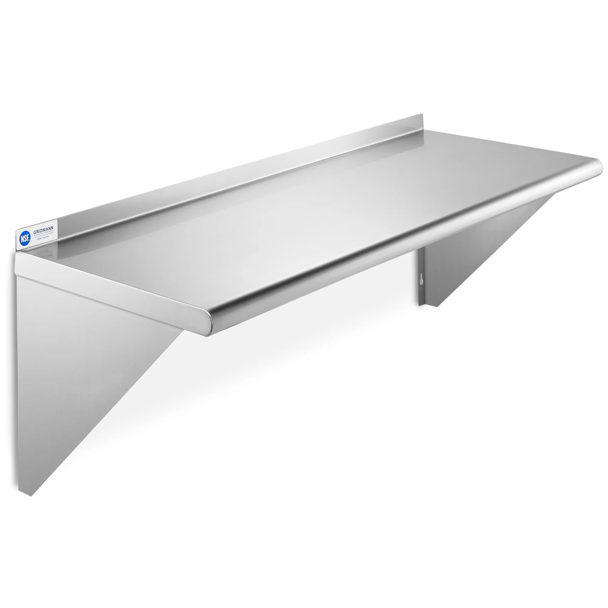 18-Inch Deep Stainless Steel Wall-Mount Shelves, NSF Certified