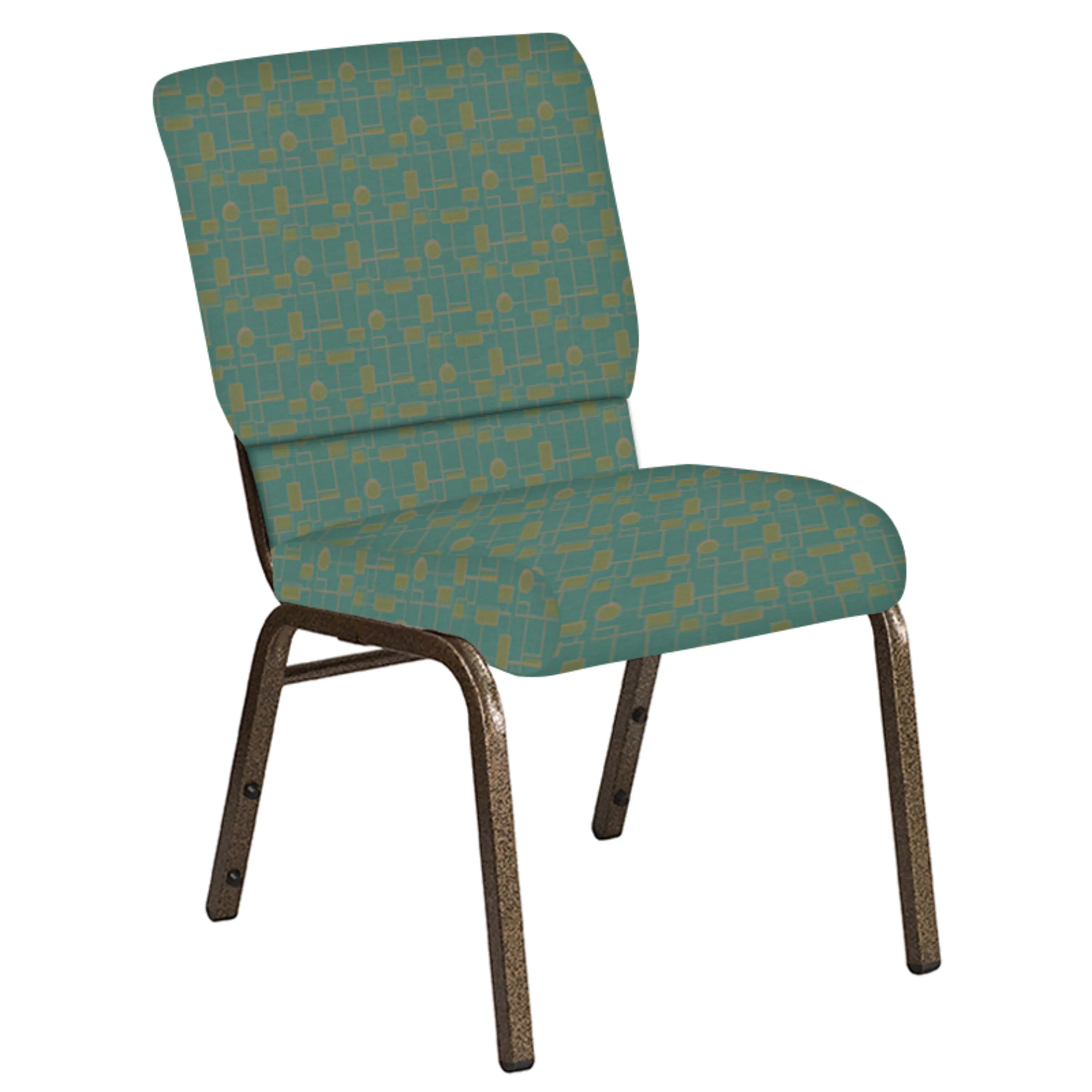 18.5''W Church Chair in Circuit Fabric - Gold Vein Frame
