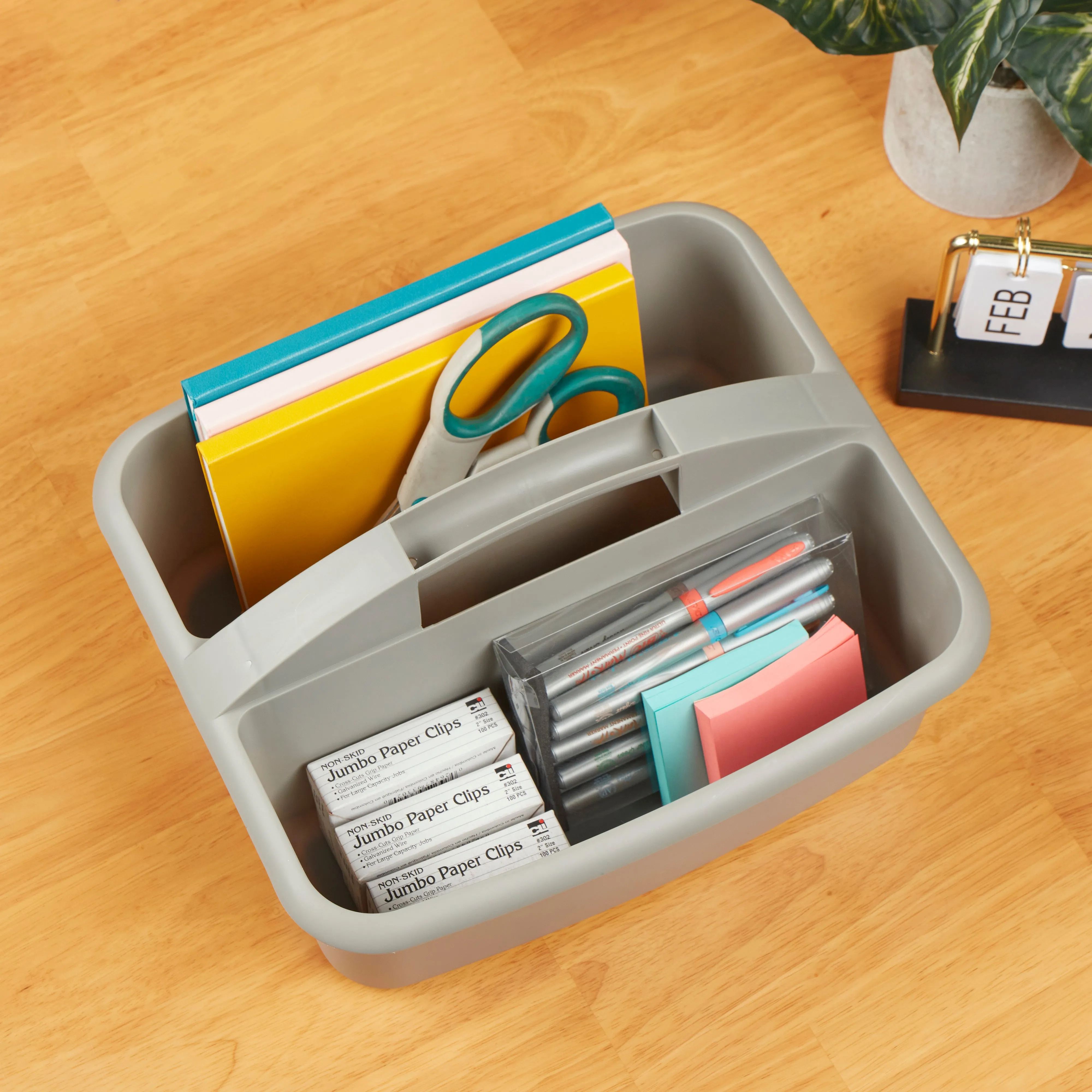 2-Compartment Storage Caddy, Large, Supply Organizer, 6-Pack