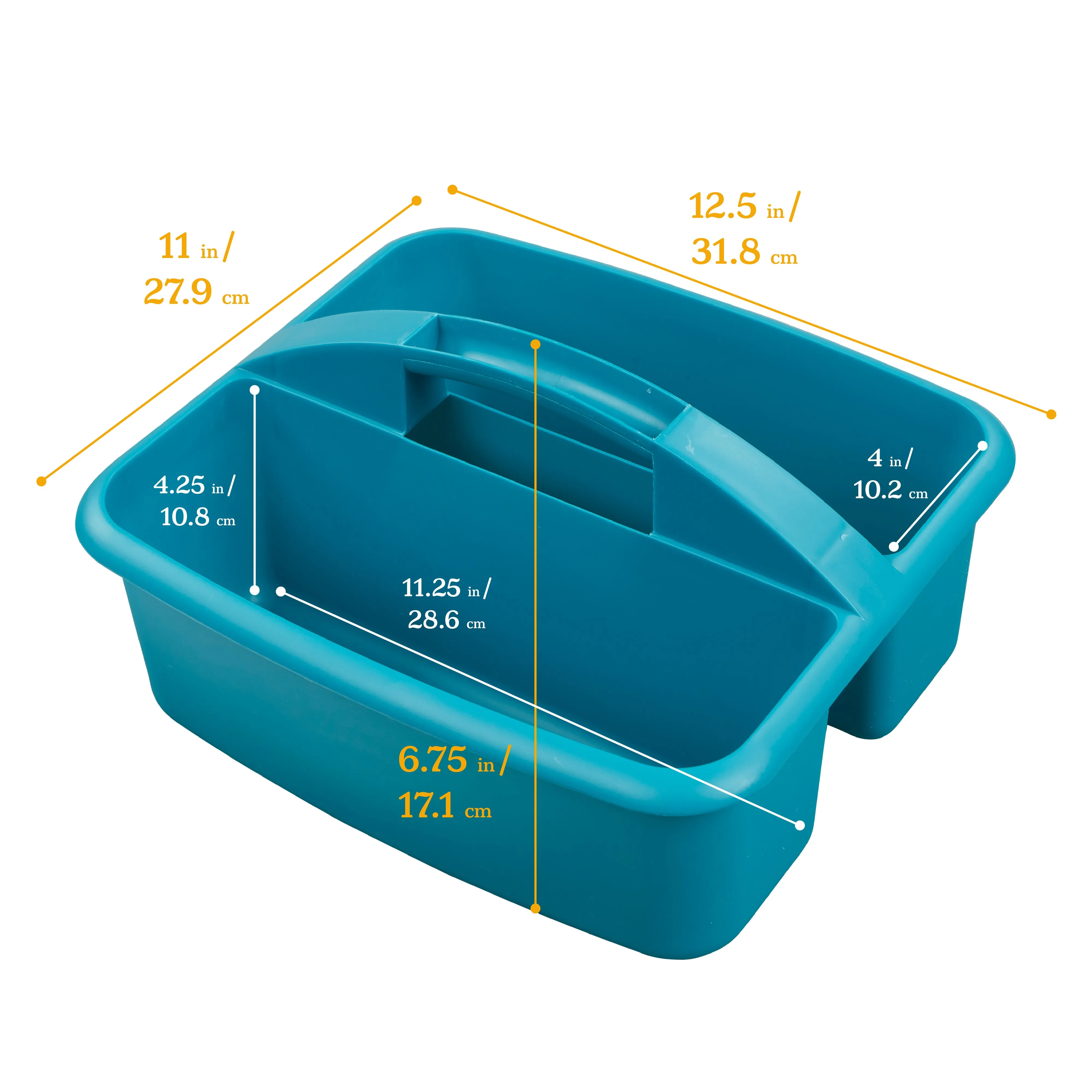 2-Compartment Storage Caddy, Large, Supply Organizer, 6-Pack