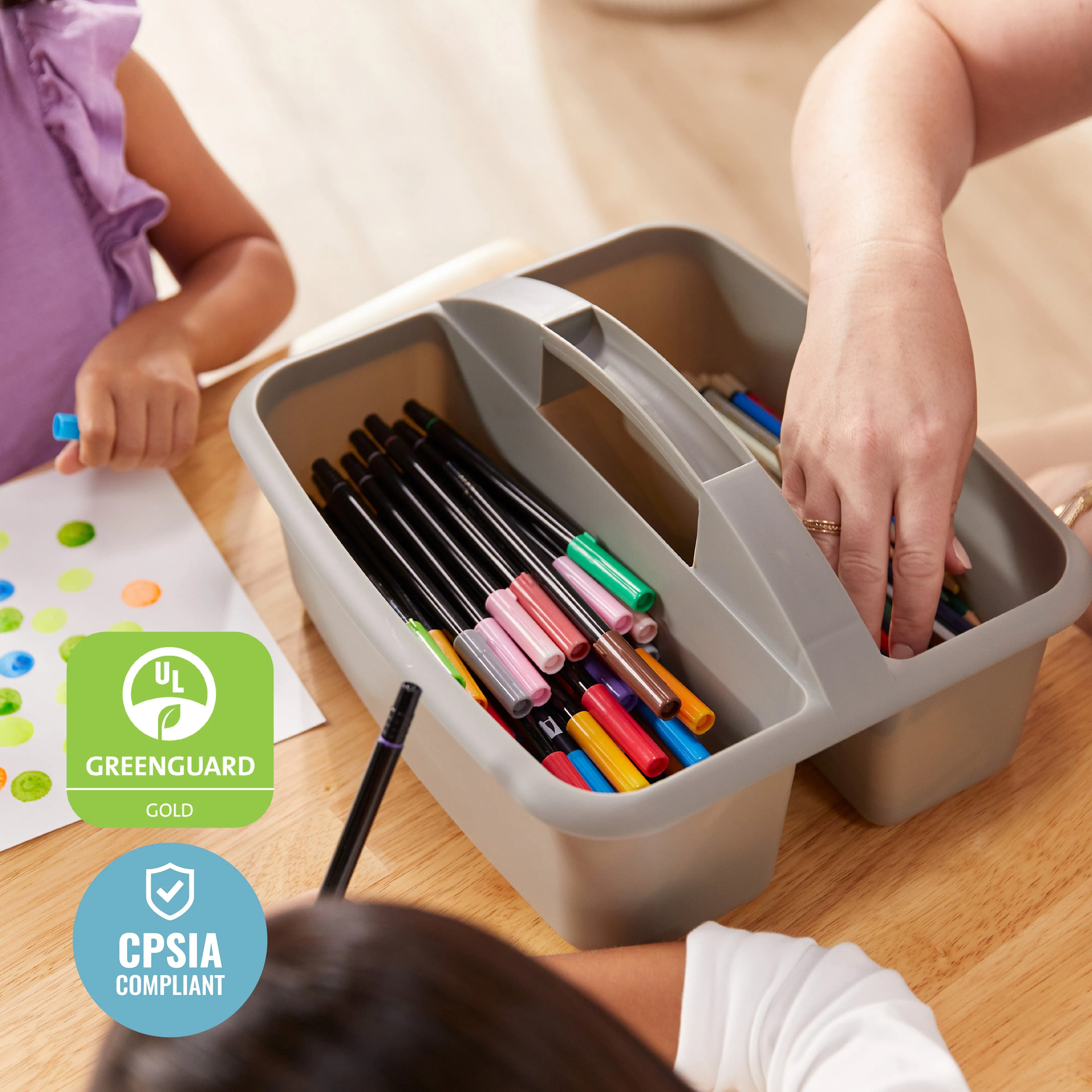 2-Compartment Storage Caddy, Large, Supply Organizer, 6-Pack