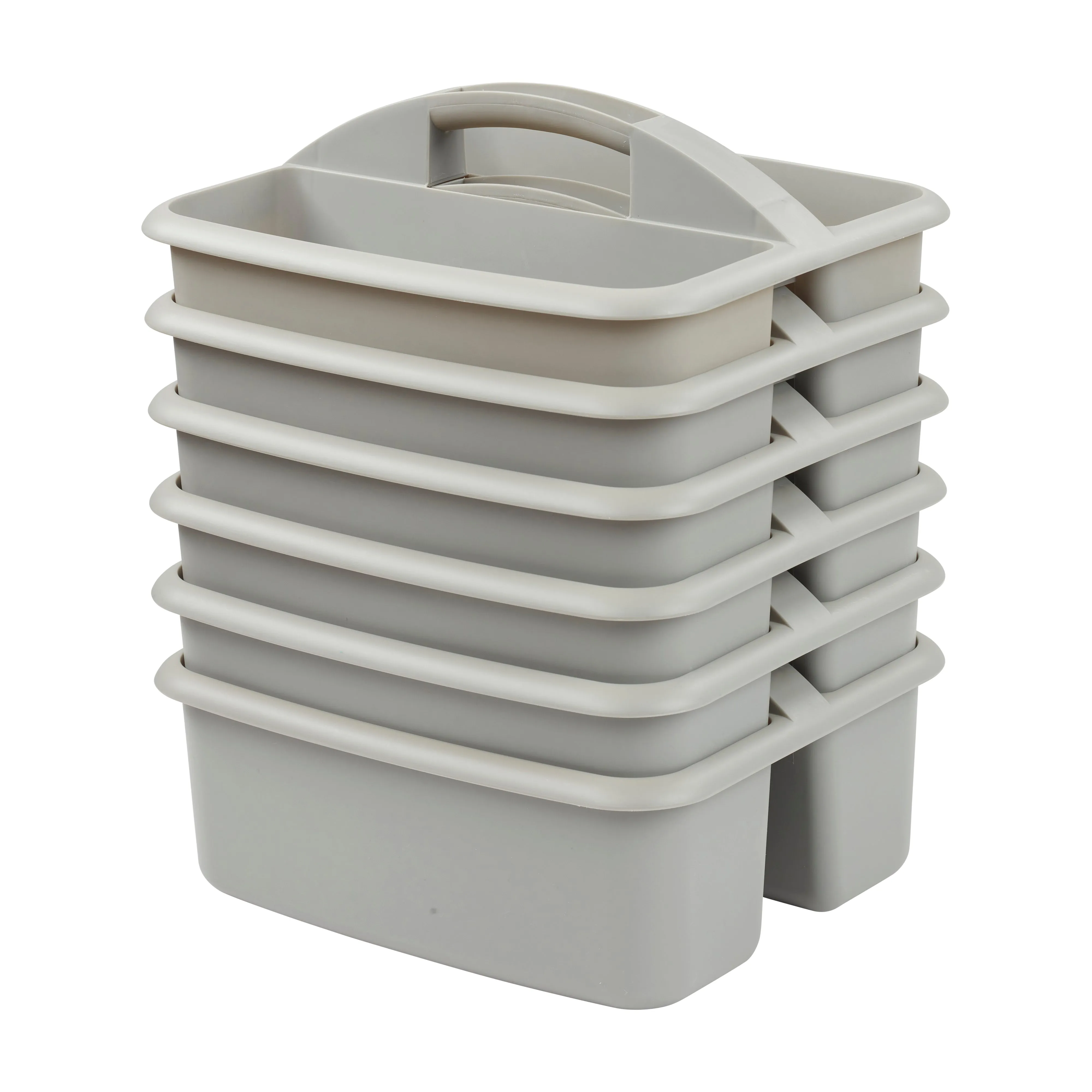 2-Compartment Storage Caddy, Large, Supply Organizer, 6-Pack