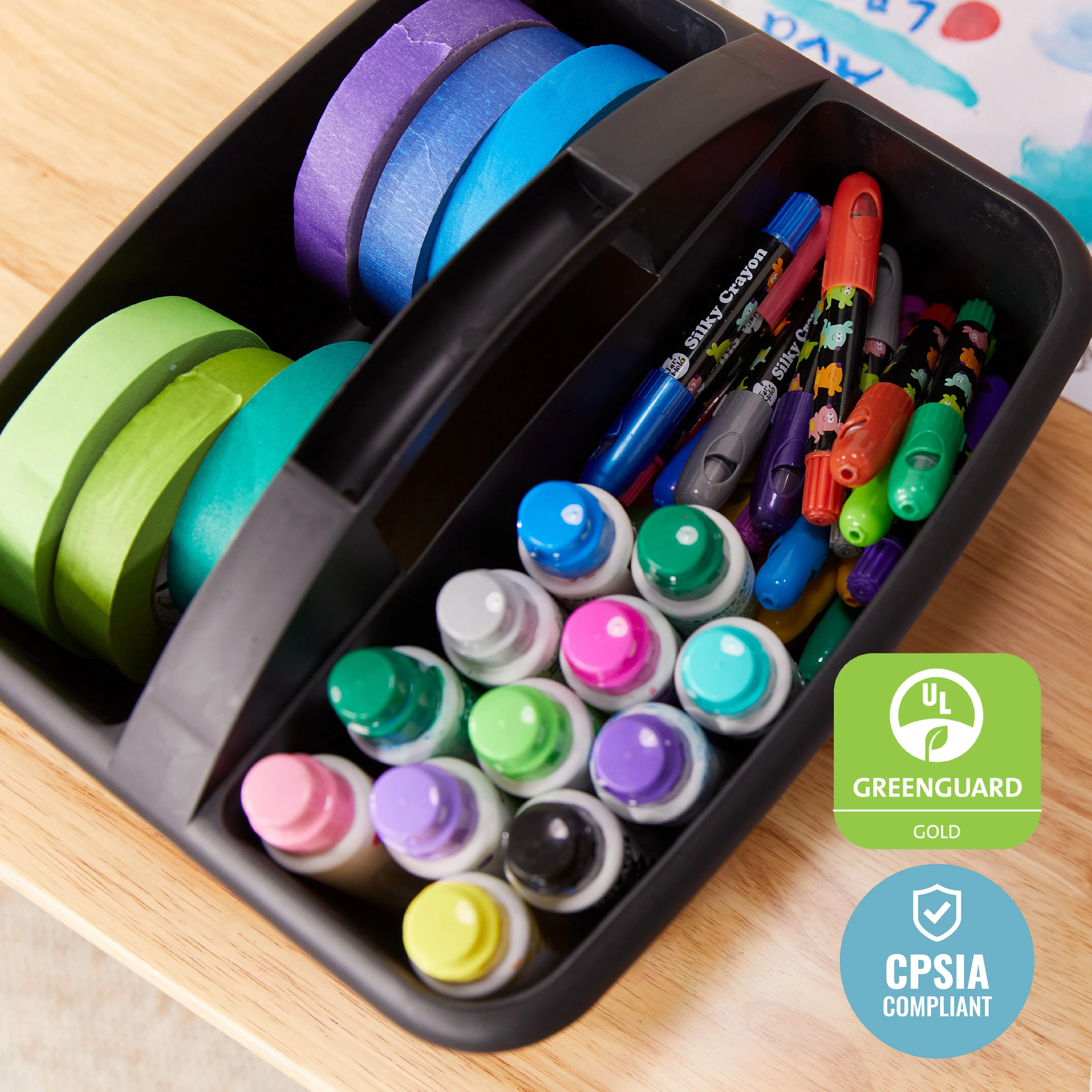 2-Compartment Storage Caddy, Large, Supply Organizer, 6-Pack