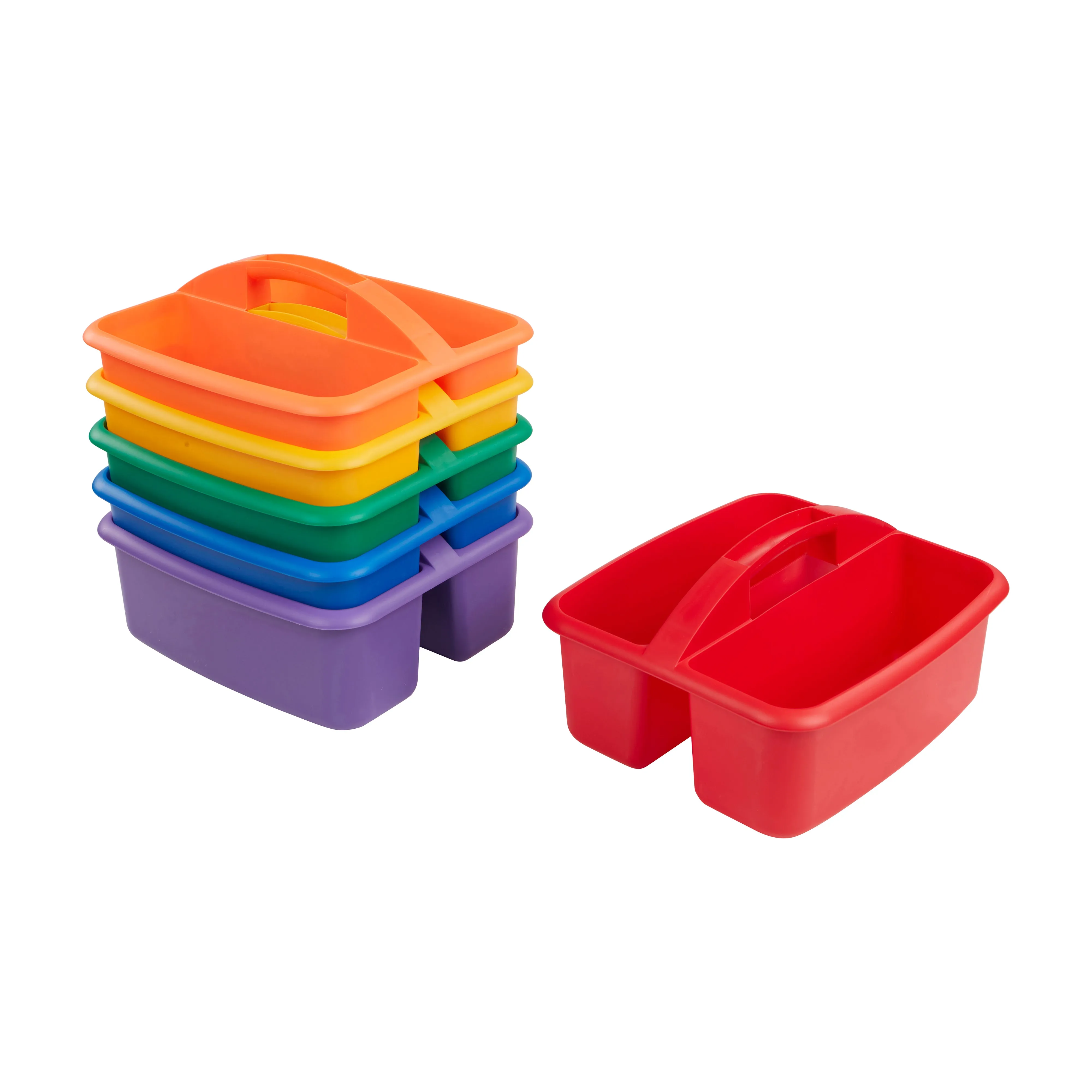 2-Compartment Storage Caddy, Large, Supply Organizer, 6-Pack