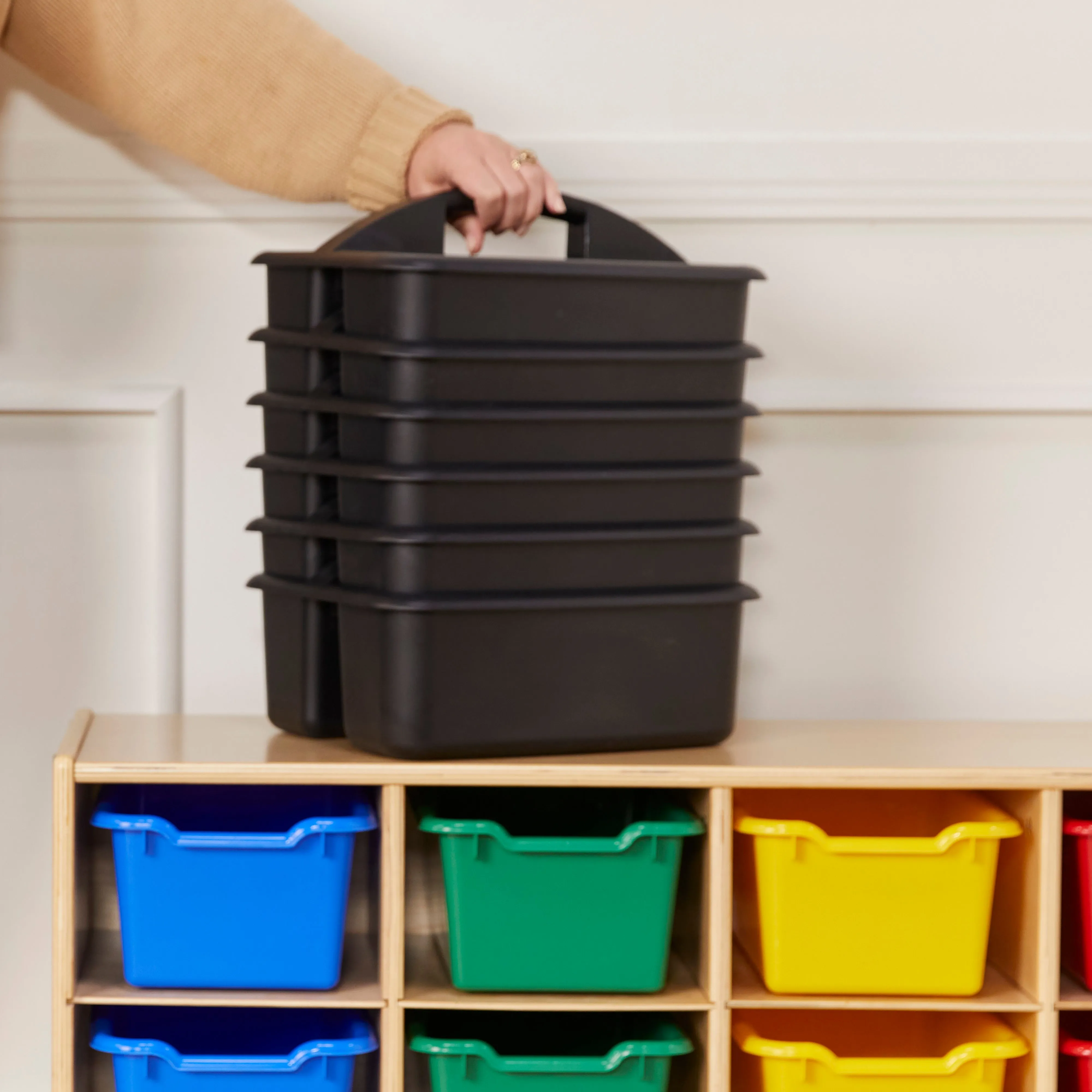 2-Compartment Storage Caddy, Large, Supply Organizer, 6-Pack