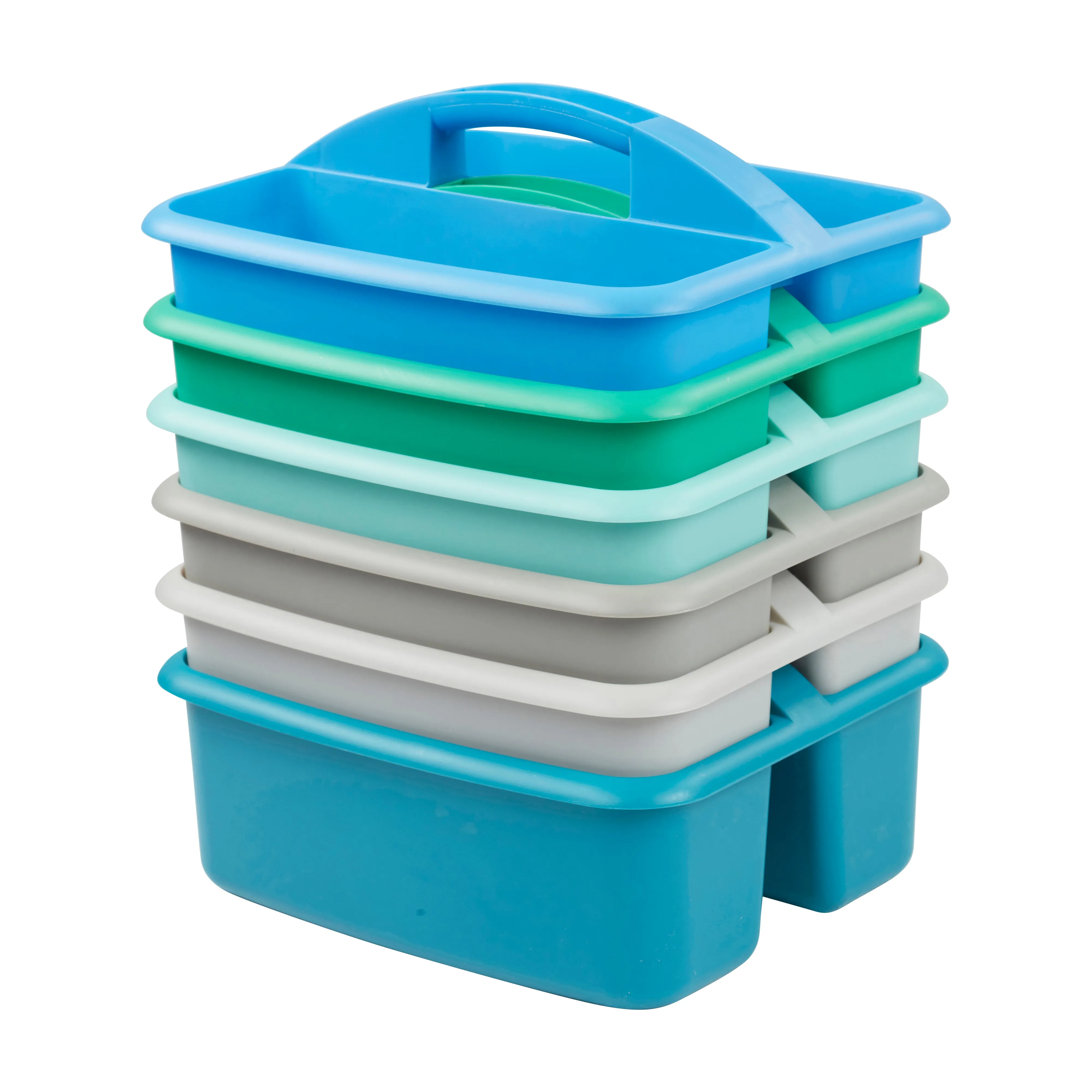 2-Compartment Storage Caddy, Large, Supply Organizer, 6-Pack