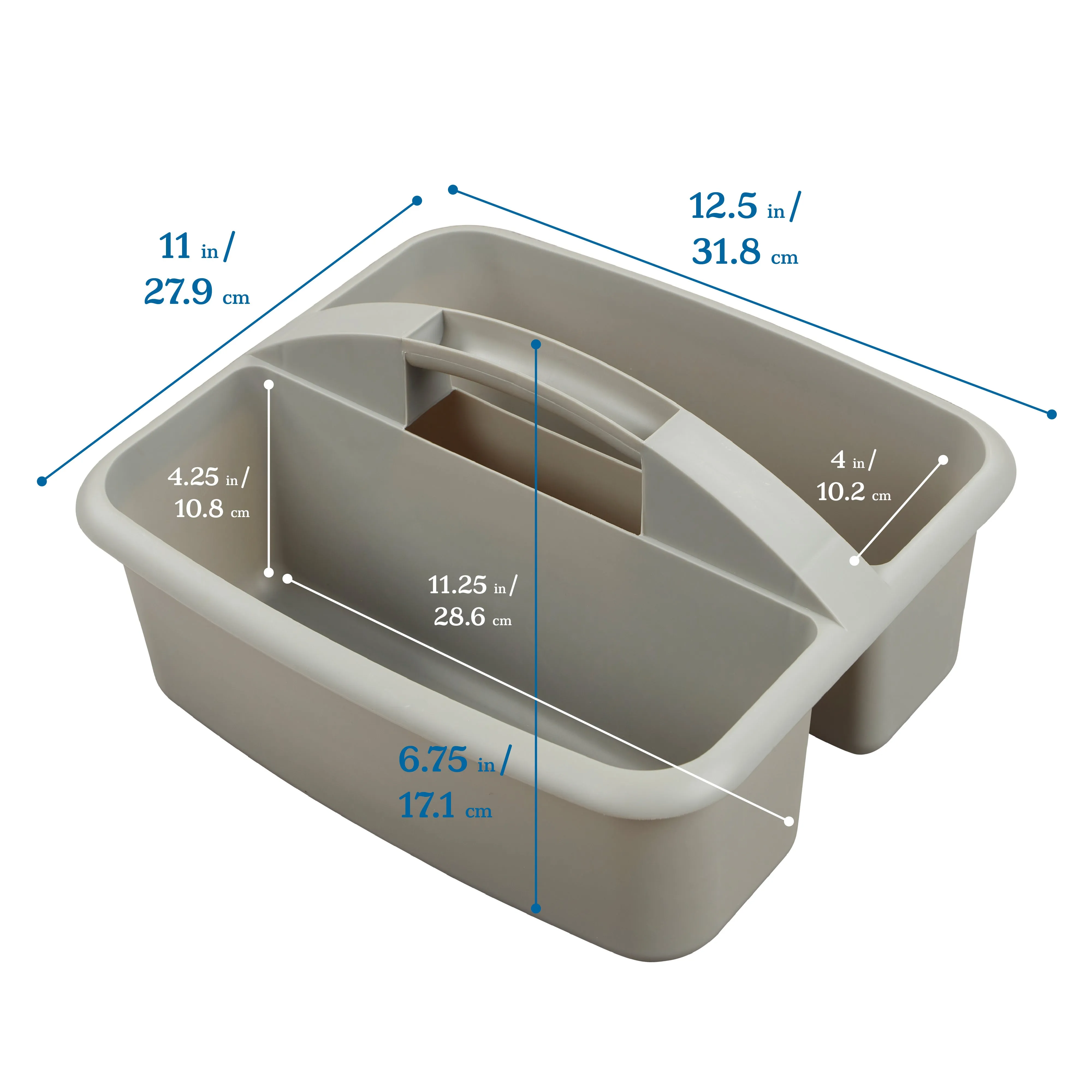 2-Compartment Storage Caddy, Large, Supply Organizer, 6-Pack