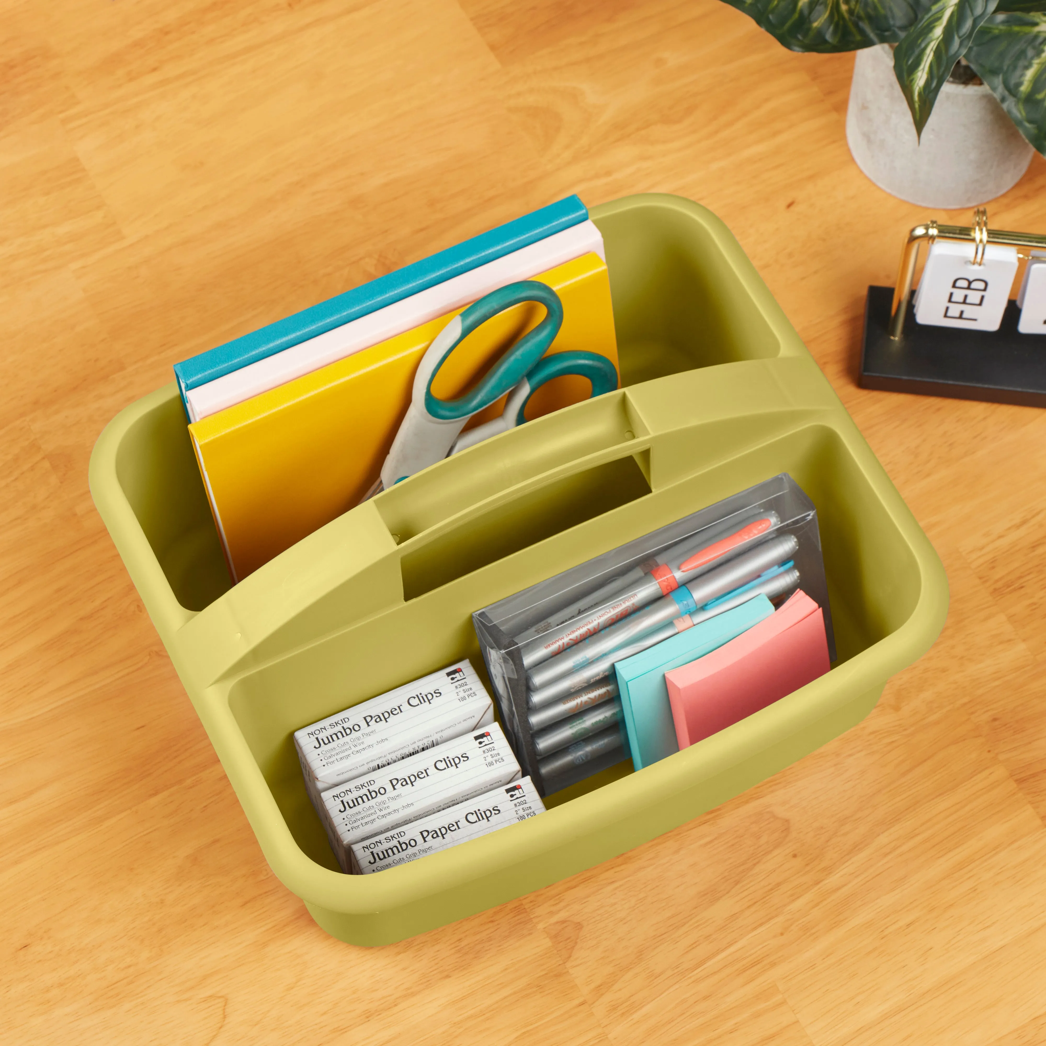 2-Compartment Storage Caddy, Large, Supply Organizer, 6-Pack