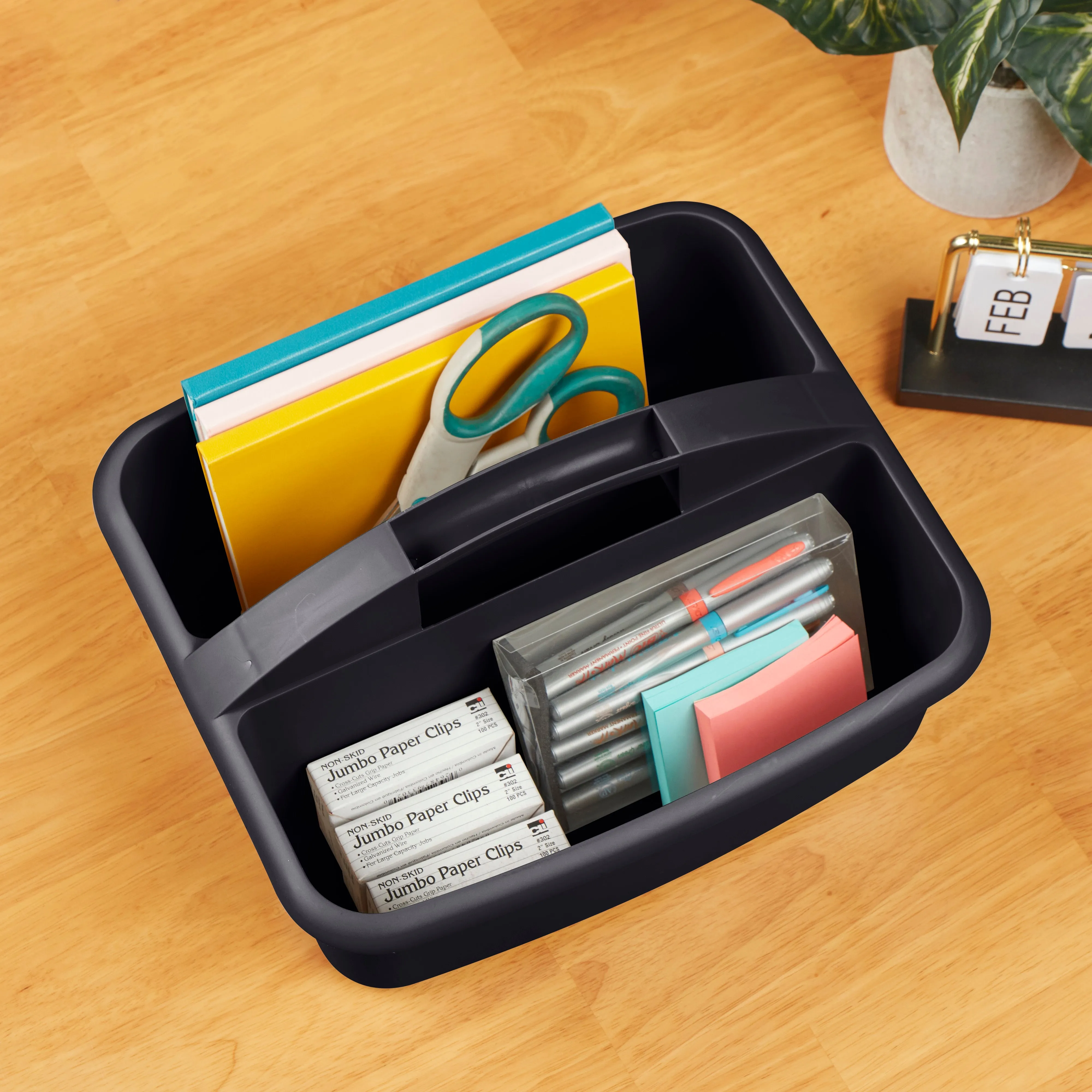 2-Compartment Storage Caddy, Large, Supply Organizer, 6-Pack