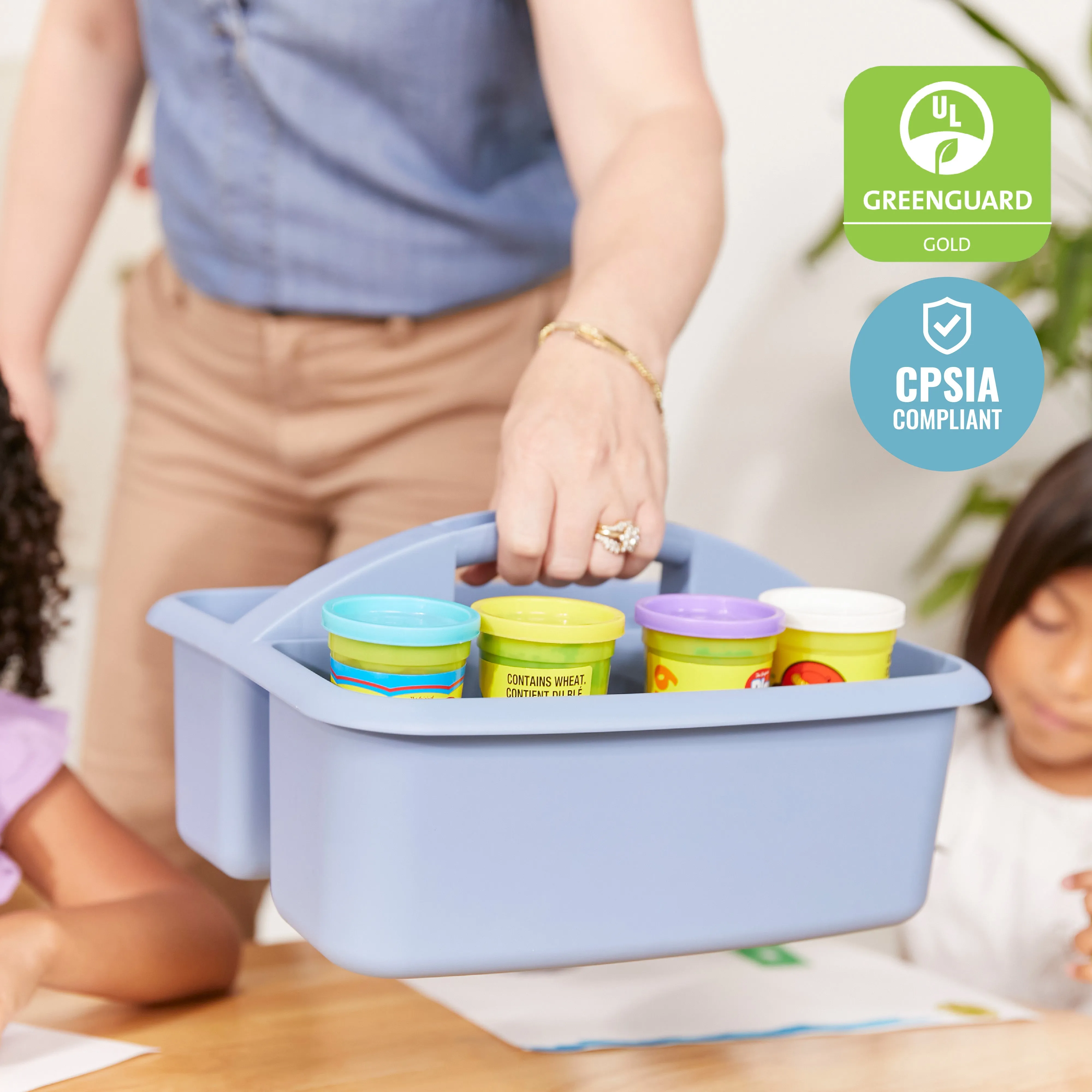 2-Compartment Storage Caddy, Large, Supply Organizer, 6-Pack