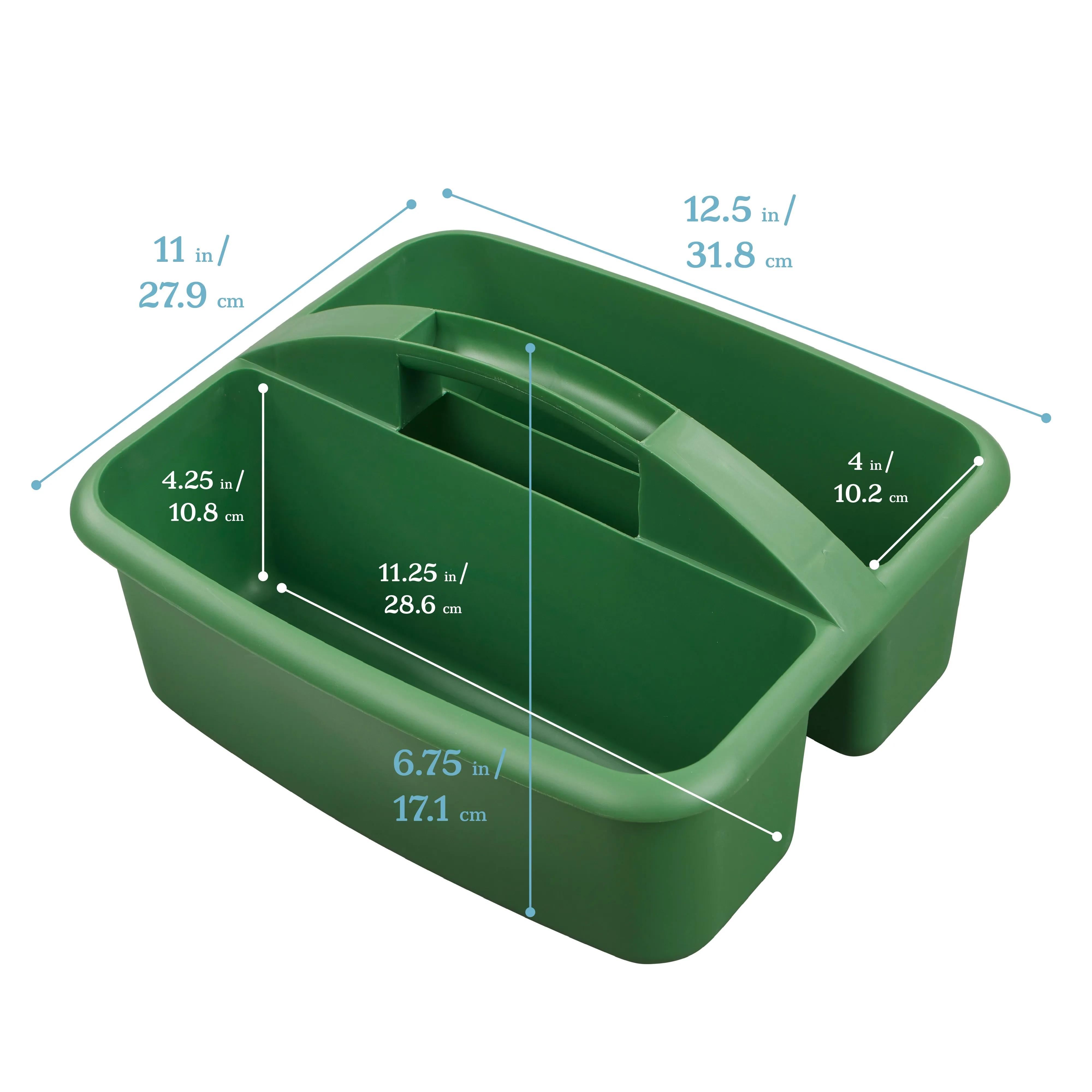 2-Compartment Storage Caddy, Large, Supply Organizer, 6-Pack