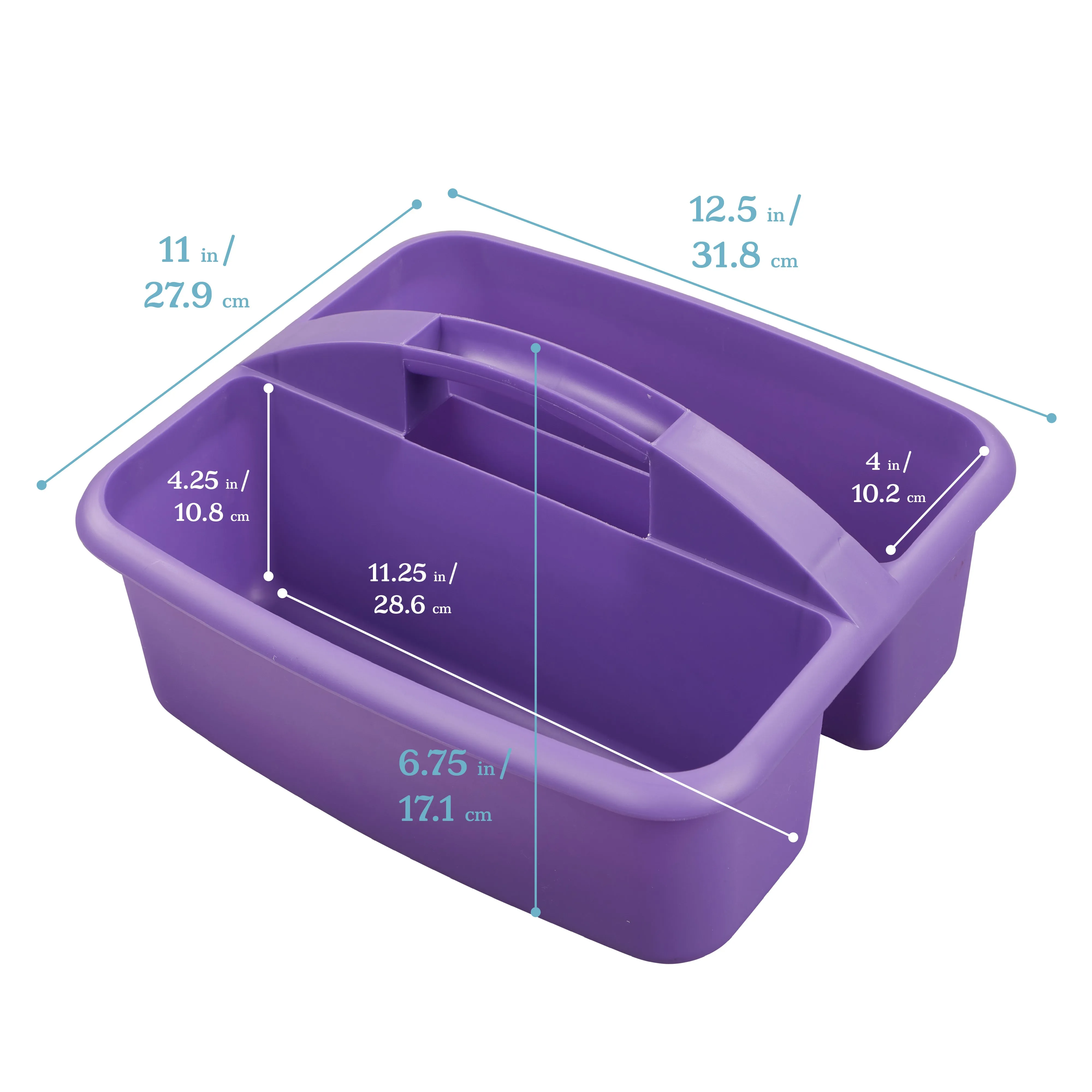 2-Compartment Storage Caddy, Large, Supply Organizer, 6-Pack