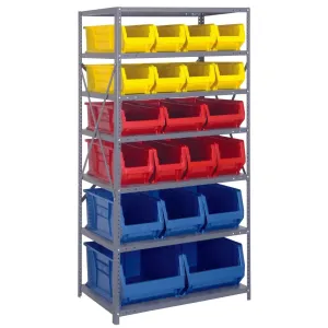 2475-20-MIX | 24" x 36" x 75" Shelving Unit with 20 Bins