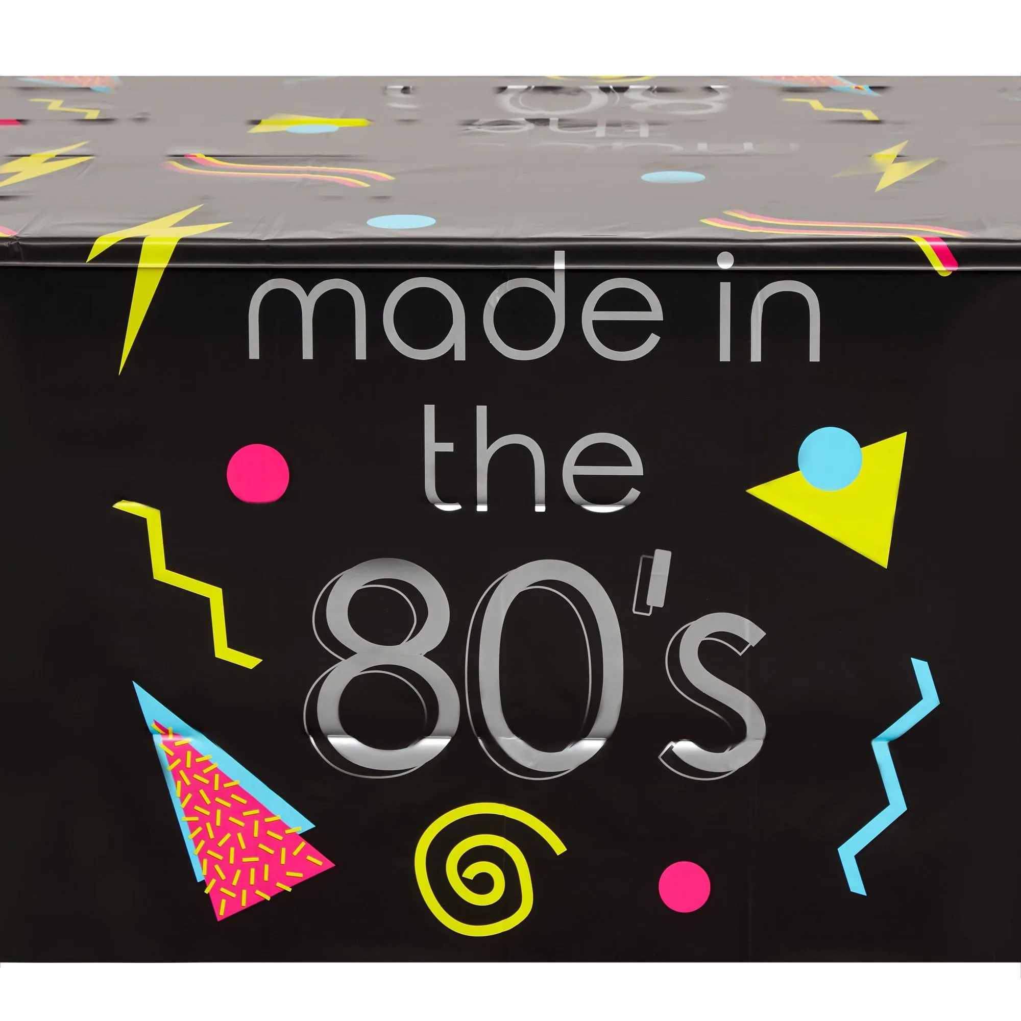 3 Pack Retro 80s Table Cover, Plastic Tablecloth for 1980s Party Decorations (54 x 108 In)