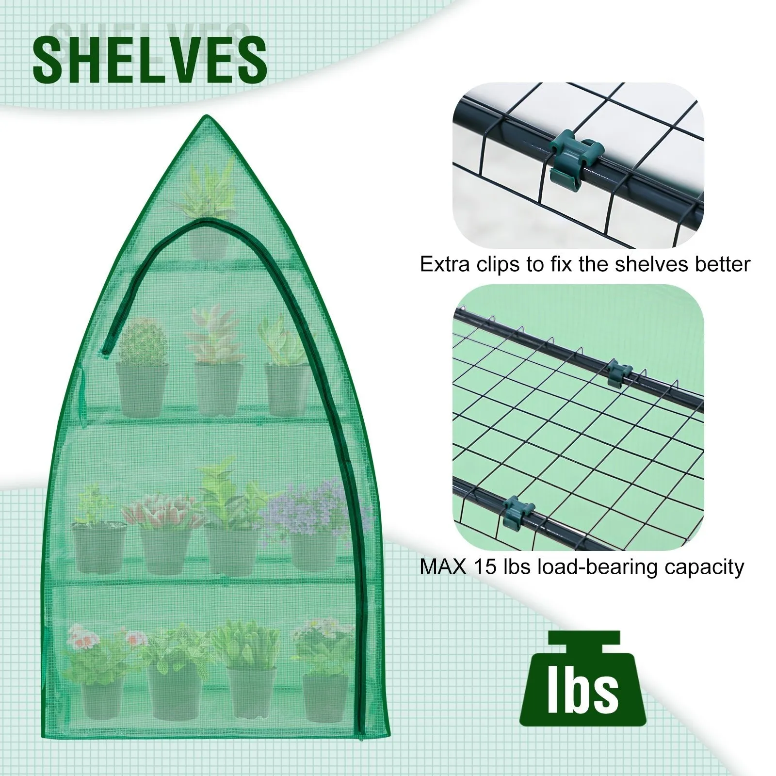 35.4x17.7x63.0 3-Tier Mini Greenhouse with Shelves