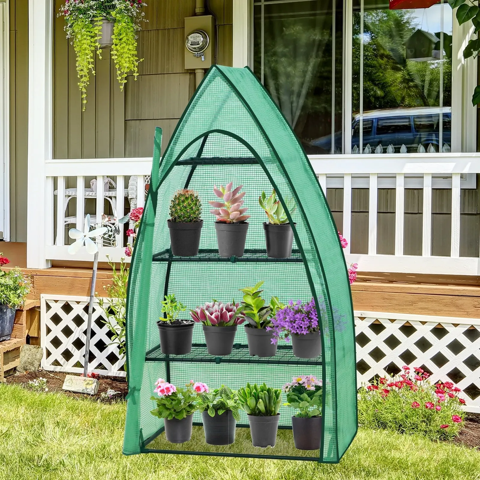 35.4x17.7x63.0 3-Tier Mini Greenhouse with Shelves