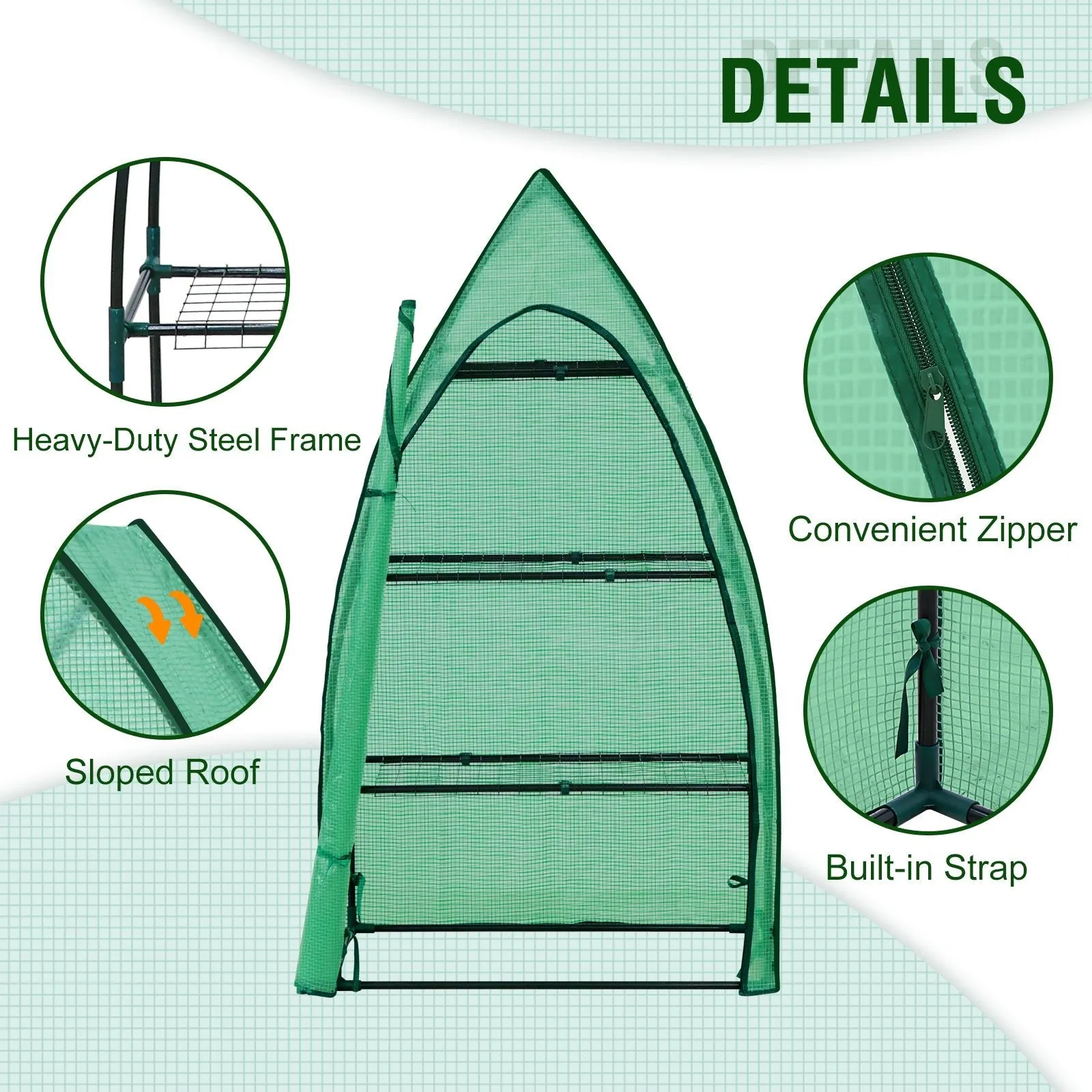 35.4x17.7x63.0 3-Tier Mini Greenhouse with Shelves