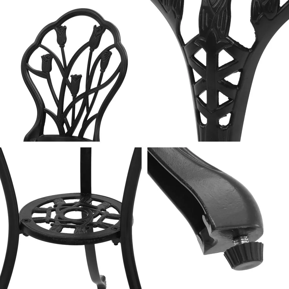 3PCS Outdoor Black Garden Setting