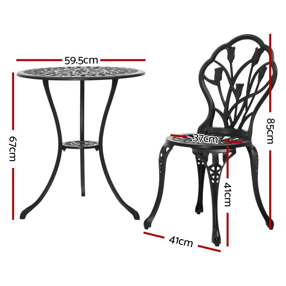 3PCS Outdoor Black Garden Setting