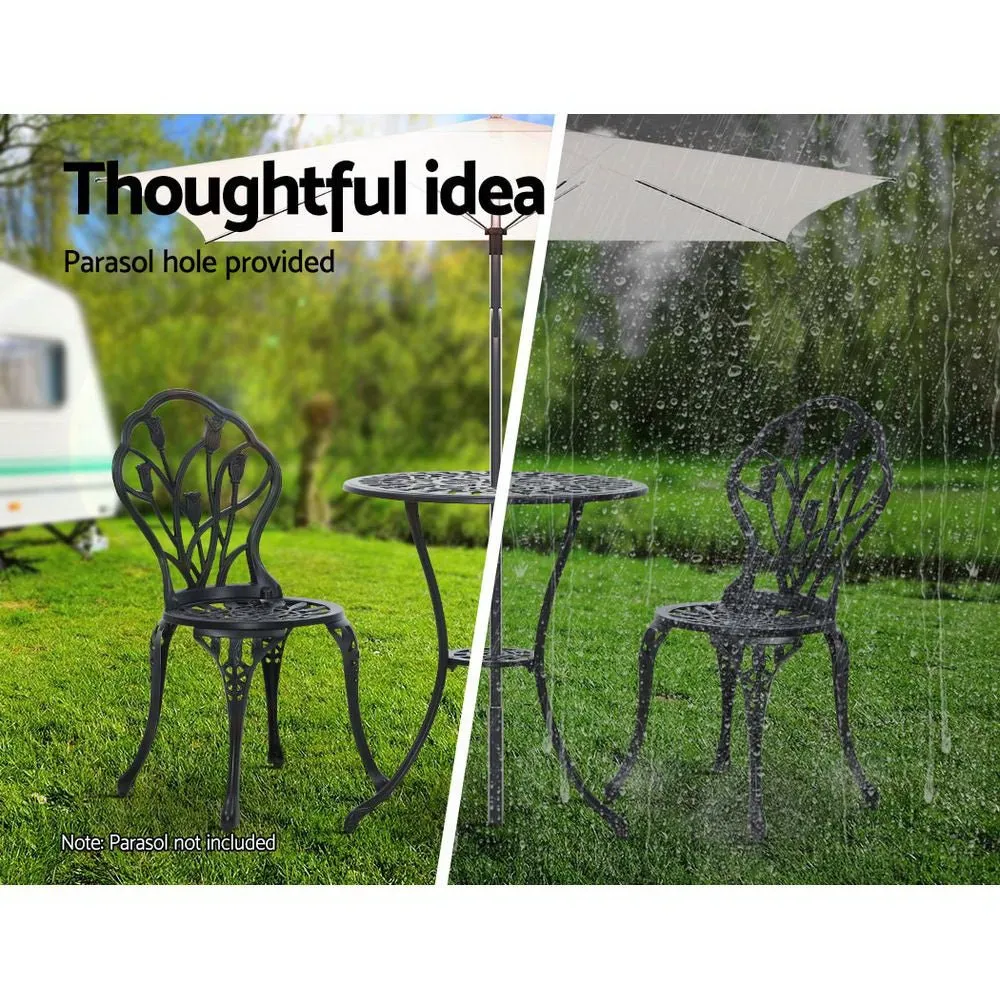 3PCS Outdoor Black Garden Setting