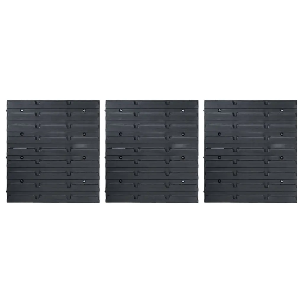 48 Piece Storage Bin Kit with Wall Panels Blue and Black