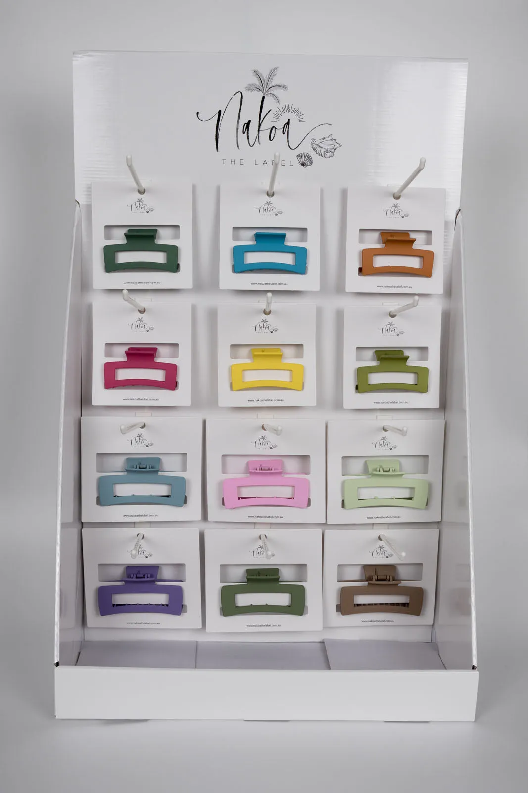 6 x Assorted Elongated Rectangles Claw Clips, 6 Assorted Medium Elongated Rectangles - 3 Per Colour - Total 36 Pieces