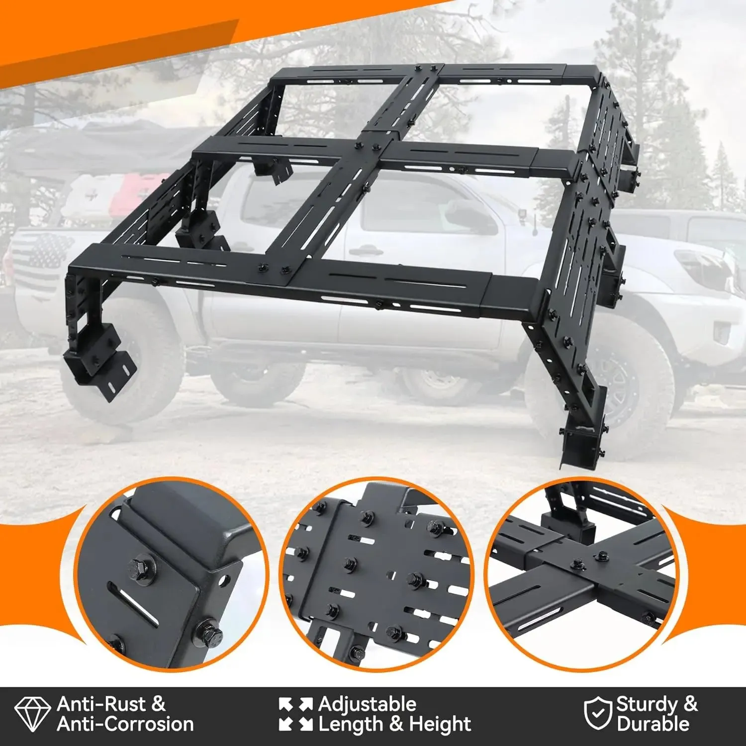 Adjustable Overland Truck Bed Rack for Full-Size Pickup