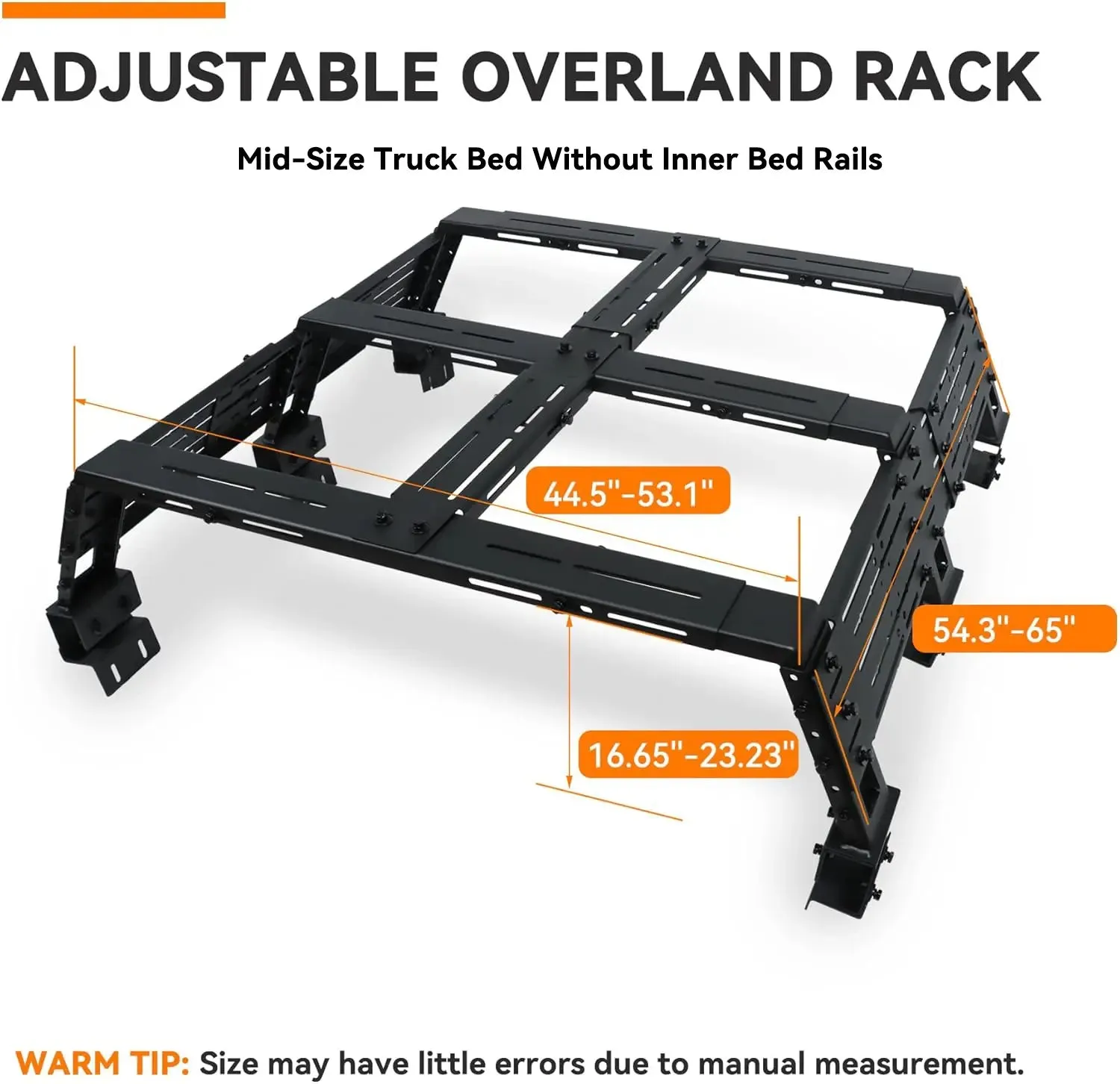 Adjustable Overland Truck Bed Rack for Full-Size Pickup