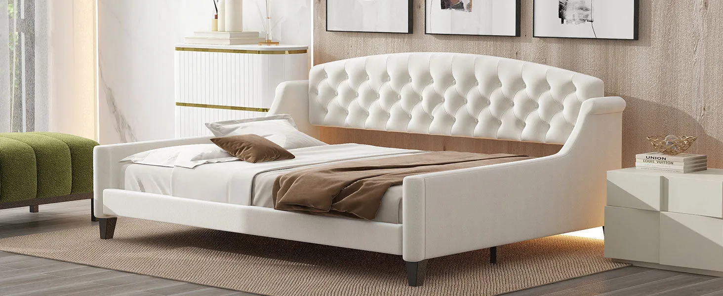 AF Luxury Tufted Button Full Size Daybed - Beige