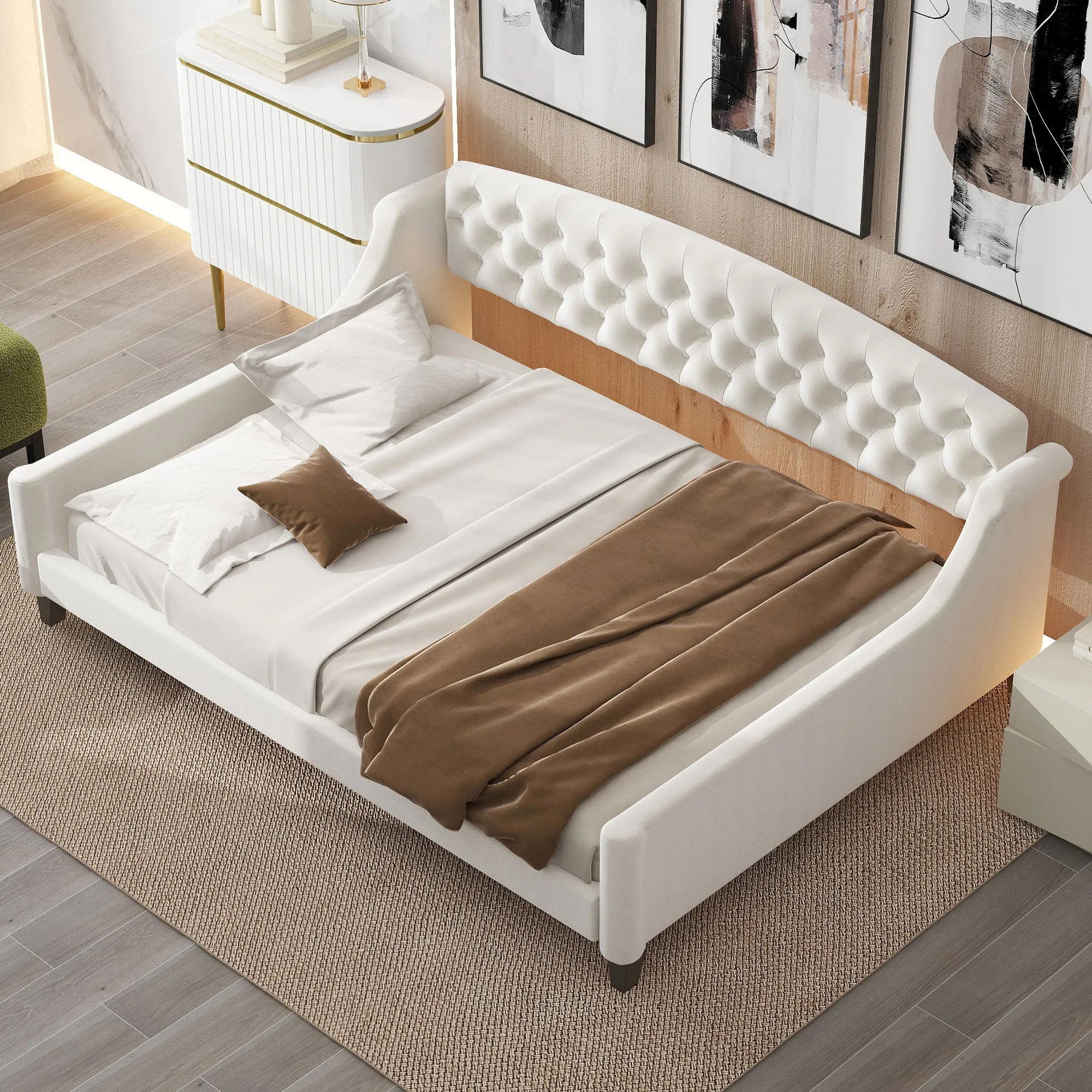 AF Luxury Tufted Button Full Size Daybed - Beige