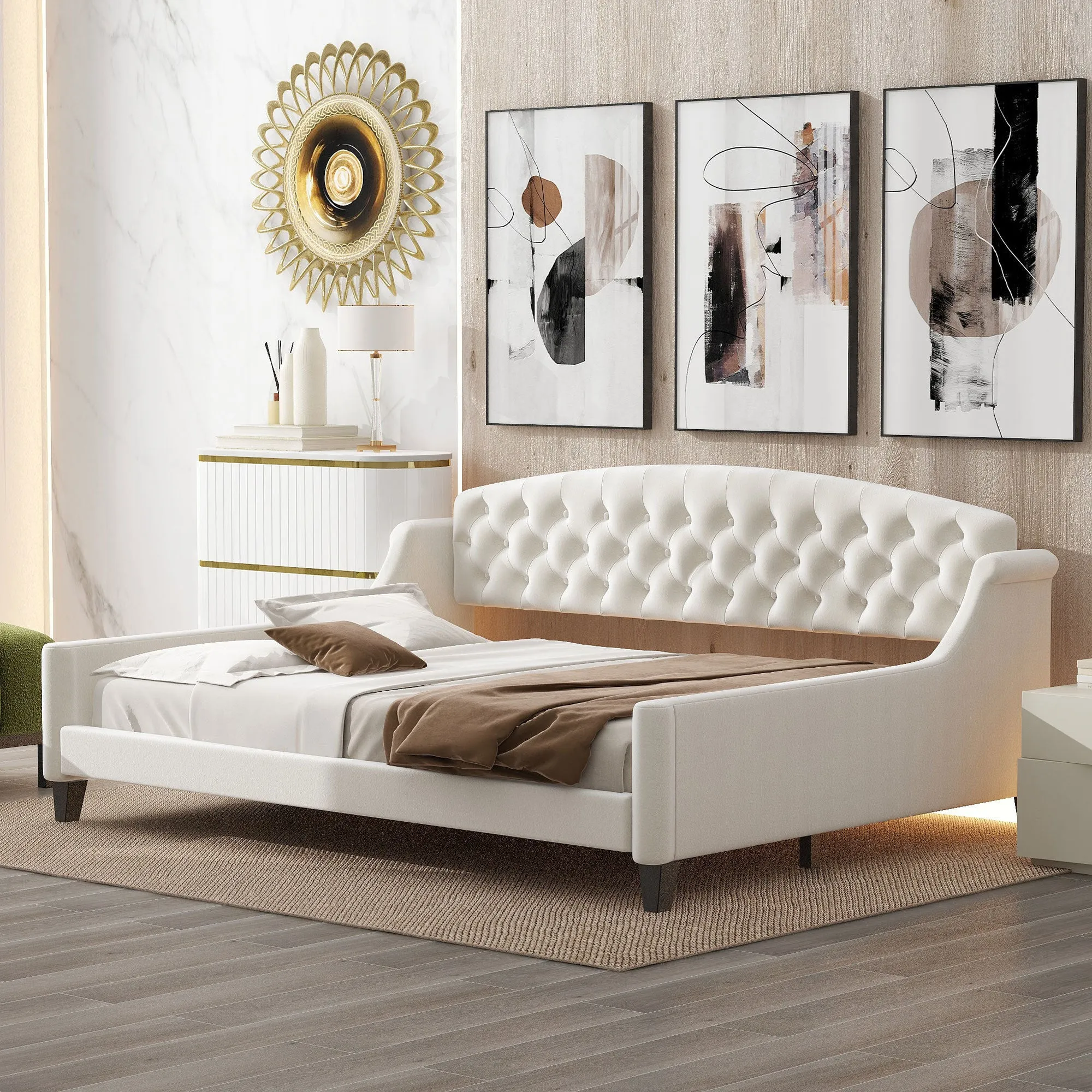 AF Luxury Tufted Button Full Size Daybed - Beige