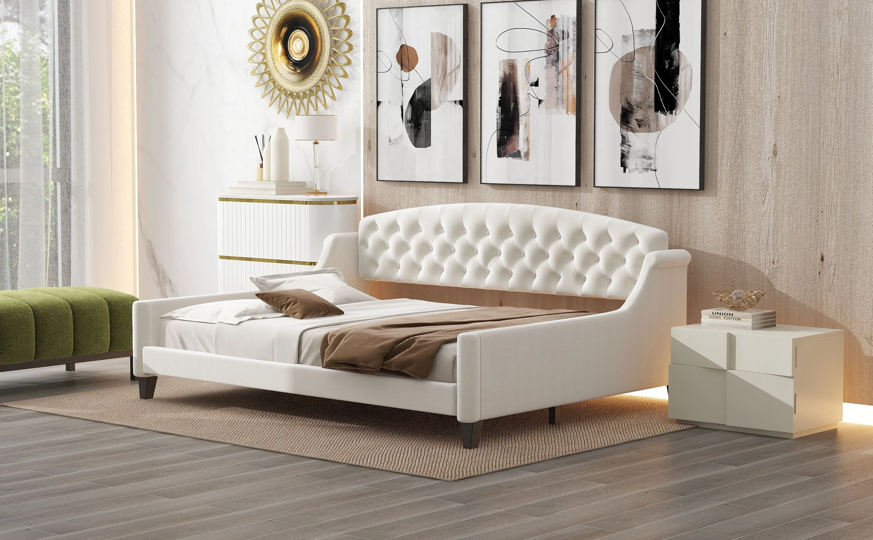 AF Luxury Tufted Button Full Size Daybed - Beige