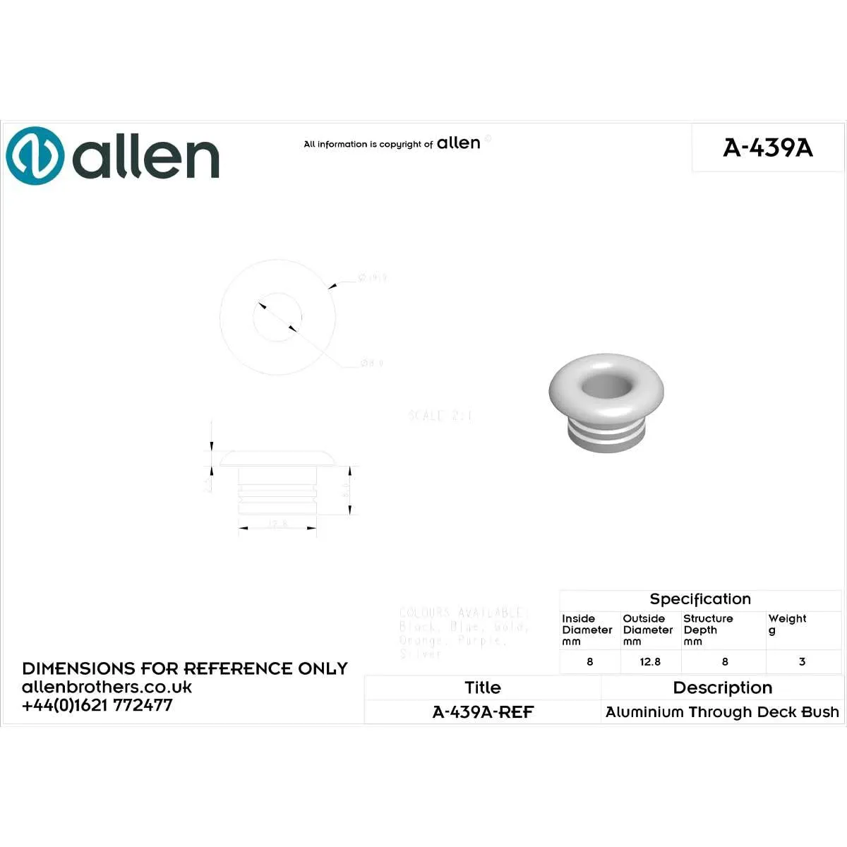 Allen Brothers 19mm Alloy Deck Bush - Purple