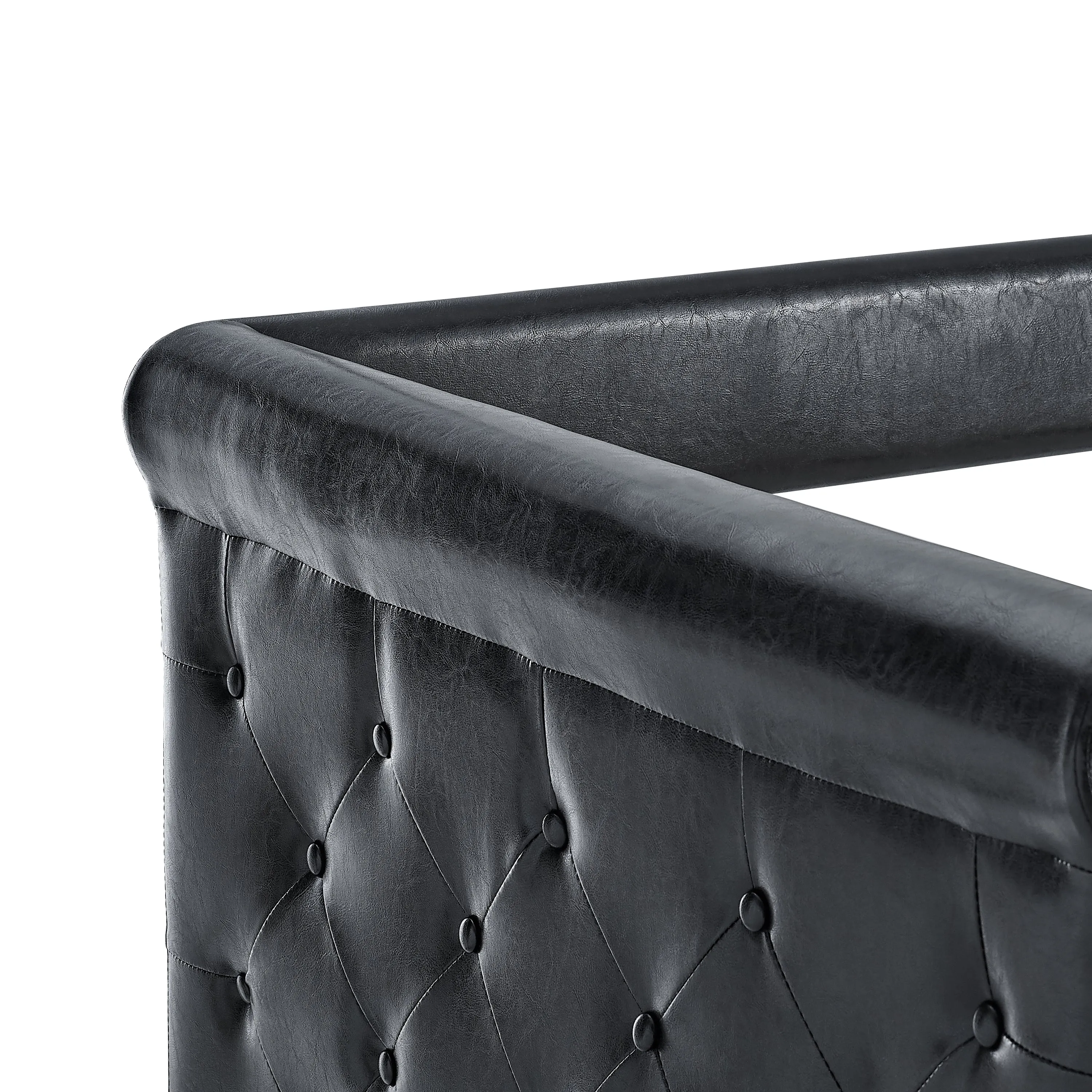 Aniya Twin Size Upholstered Daybed with Twin Size Trundle - Black PU