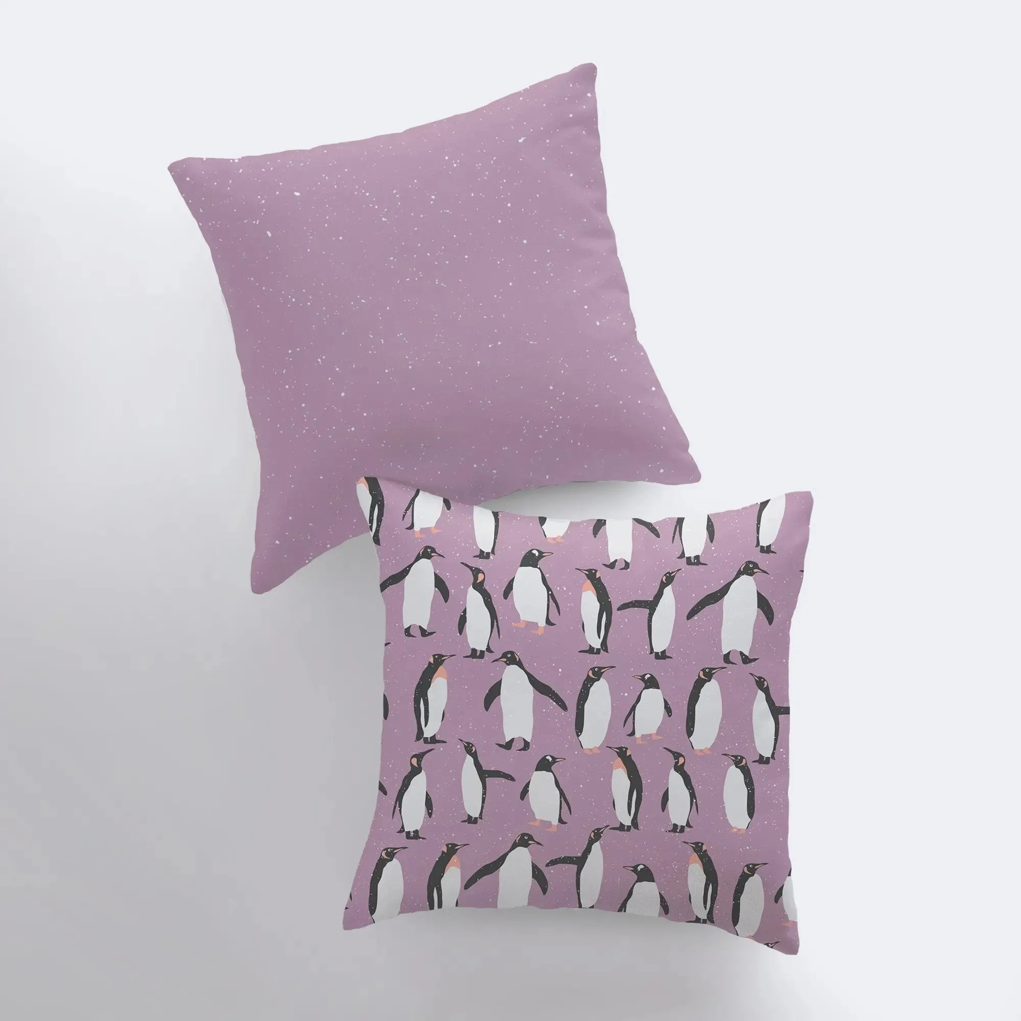 Arctic Penguin | Purple Pillow Cover | Home Décor | Throw Pillow | Snowflake Pillow | Christmas Pillow | Modern Home Decor | Unique Home Decor